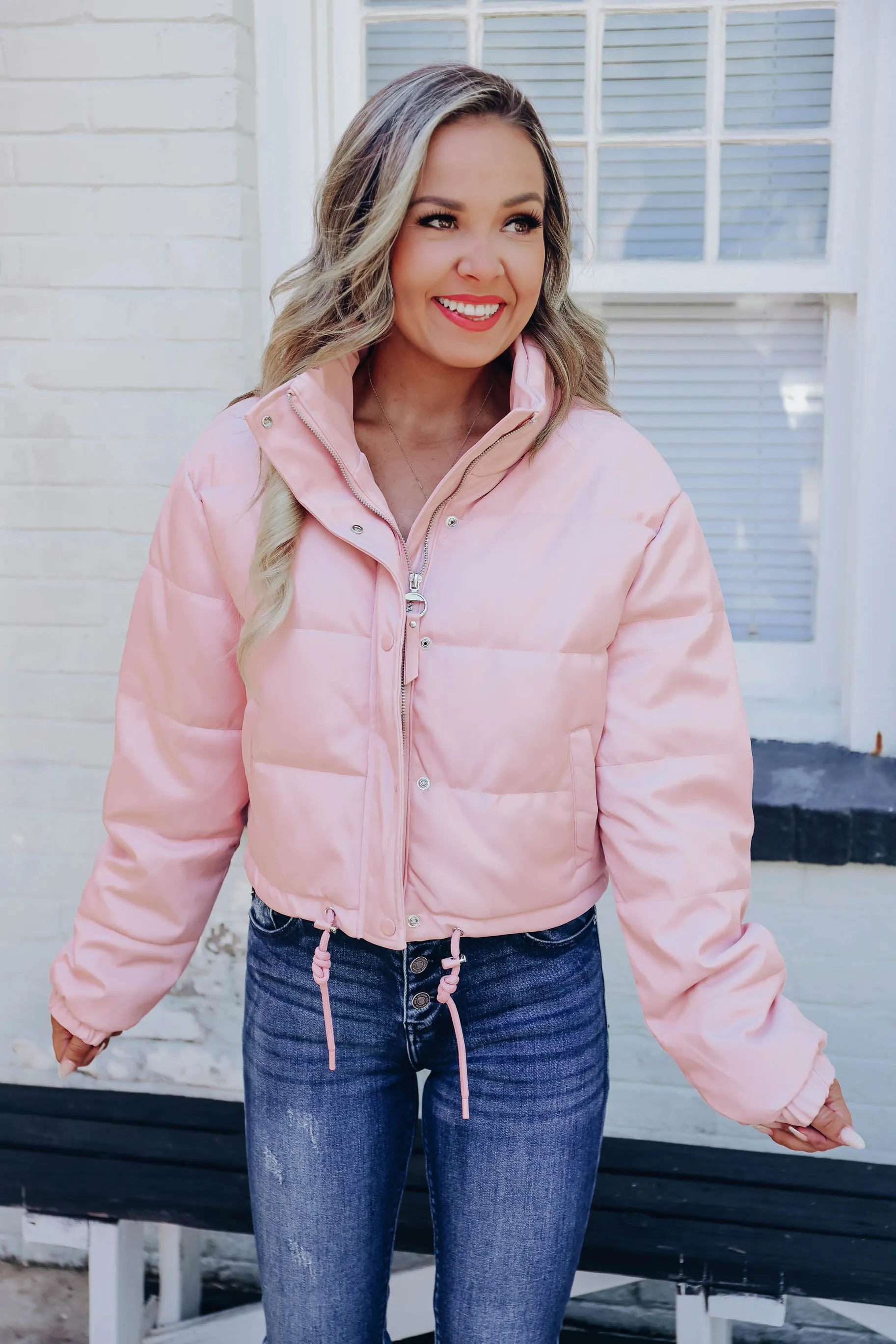 Summit Faux Leather Jacket - Pink