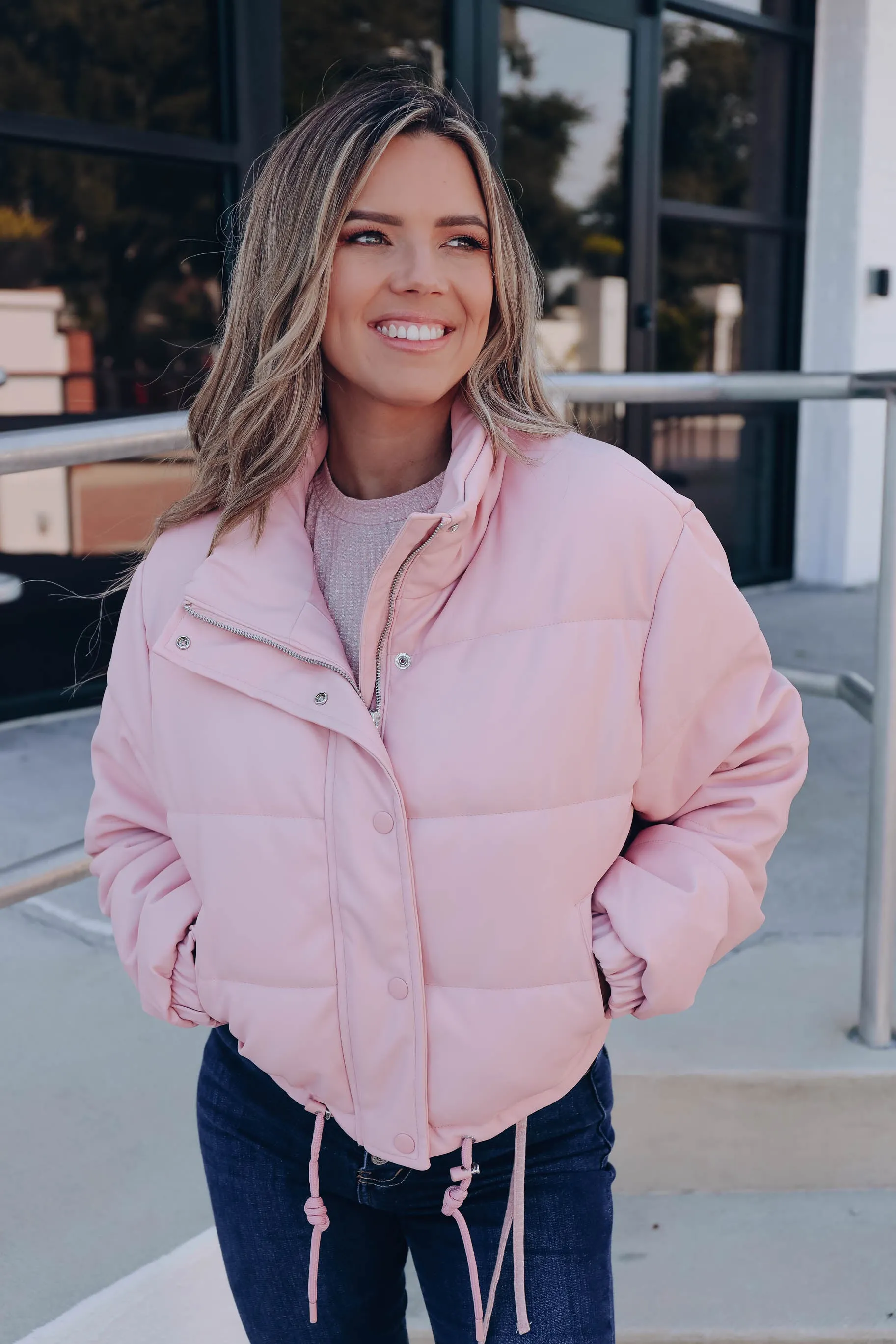 Summit Faux Leather Jacket - Pink