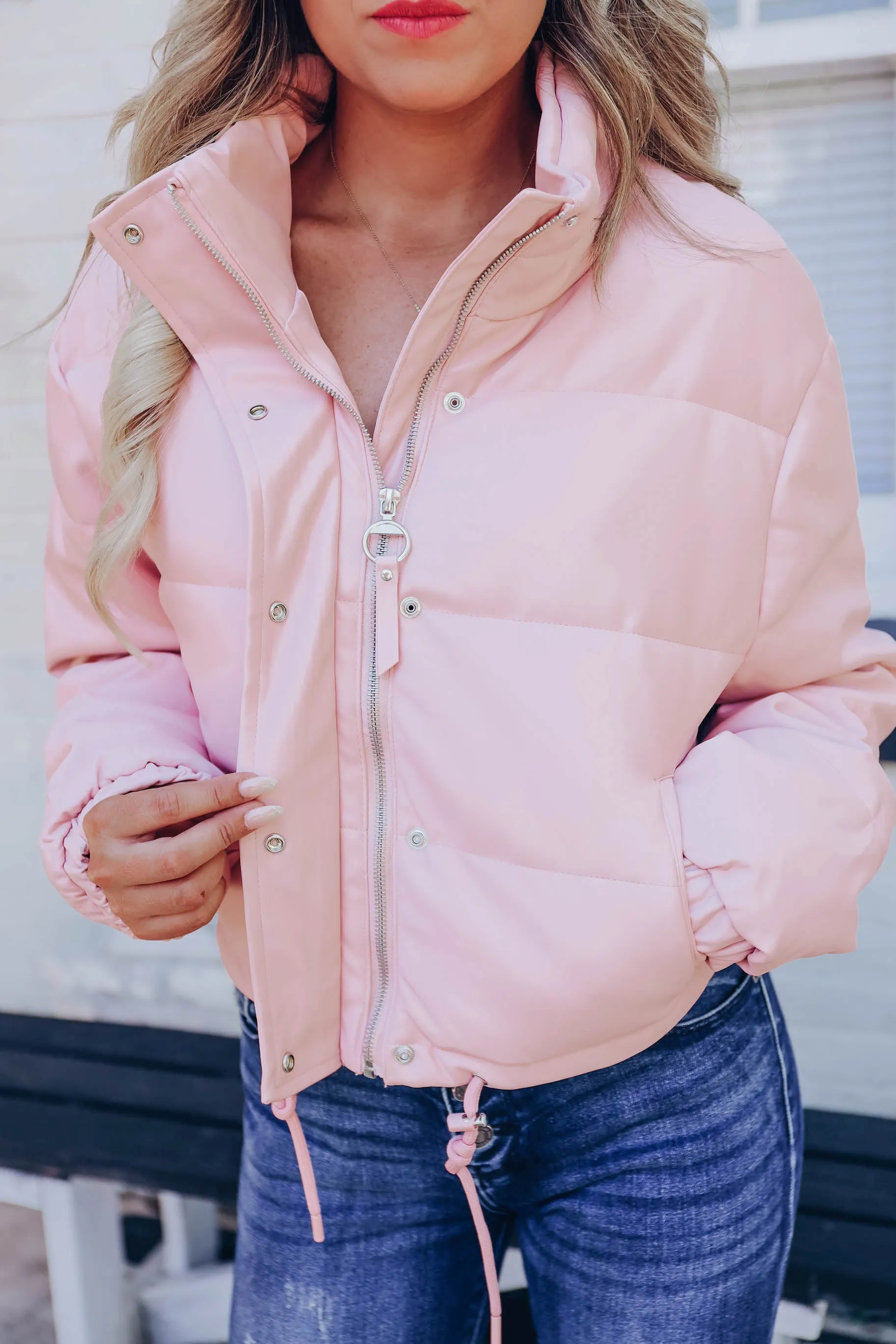 Summit Faux Leather Jacket - Pink