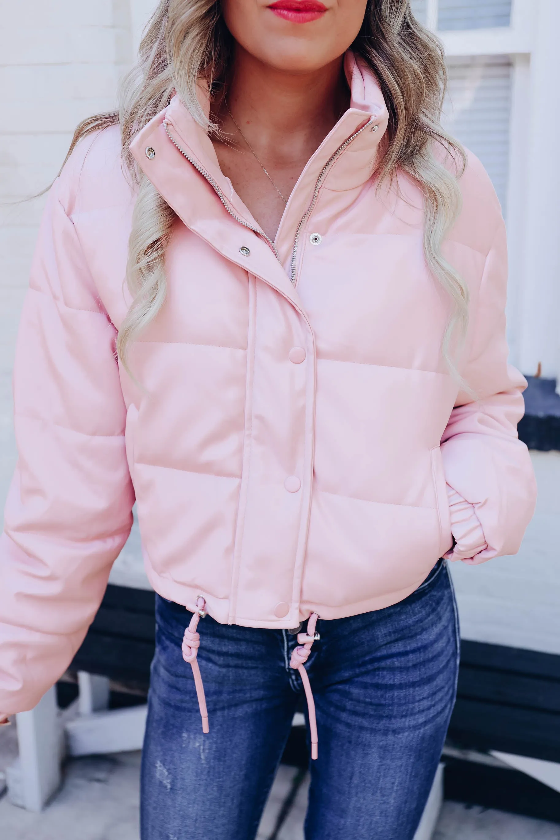 Summit Faux Leather Jacket - Pink