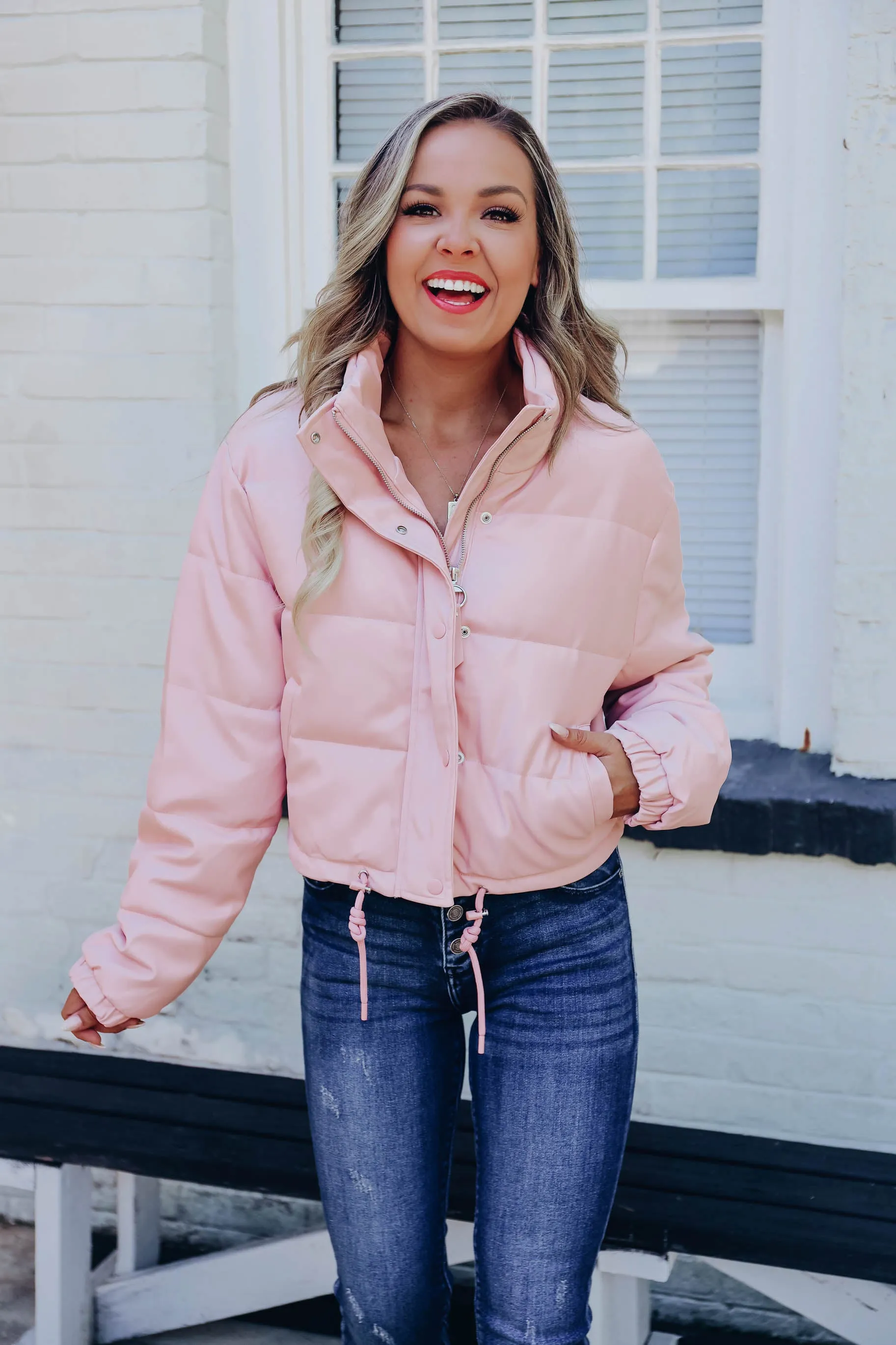 Summit Faux Leather Jacket - Pink