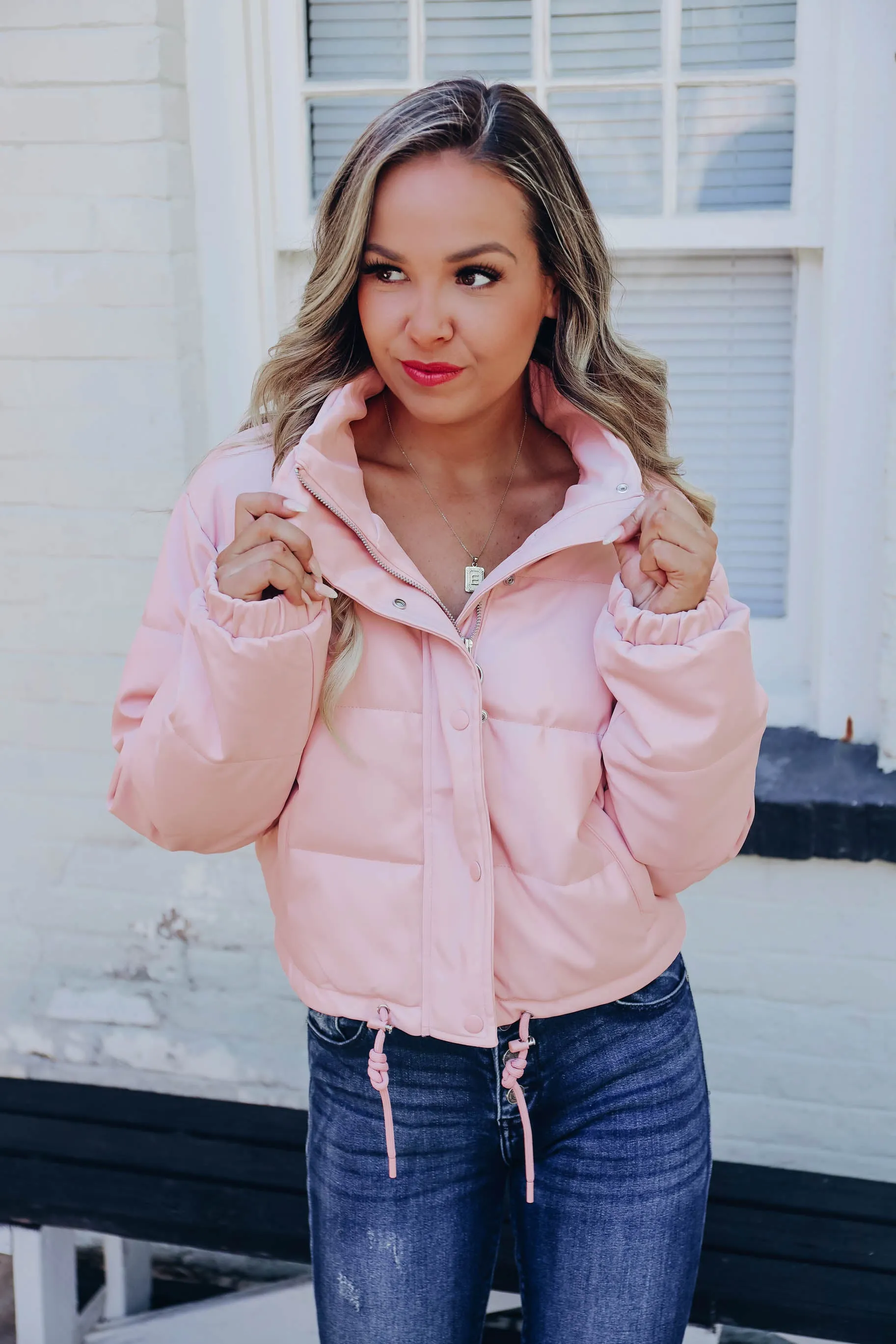 Summit Faux Leather Jacket - Pink