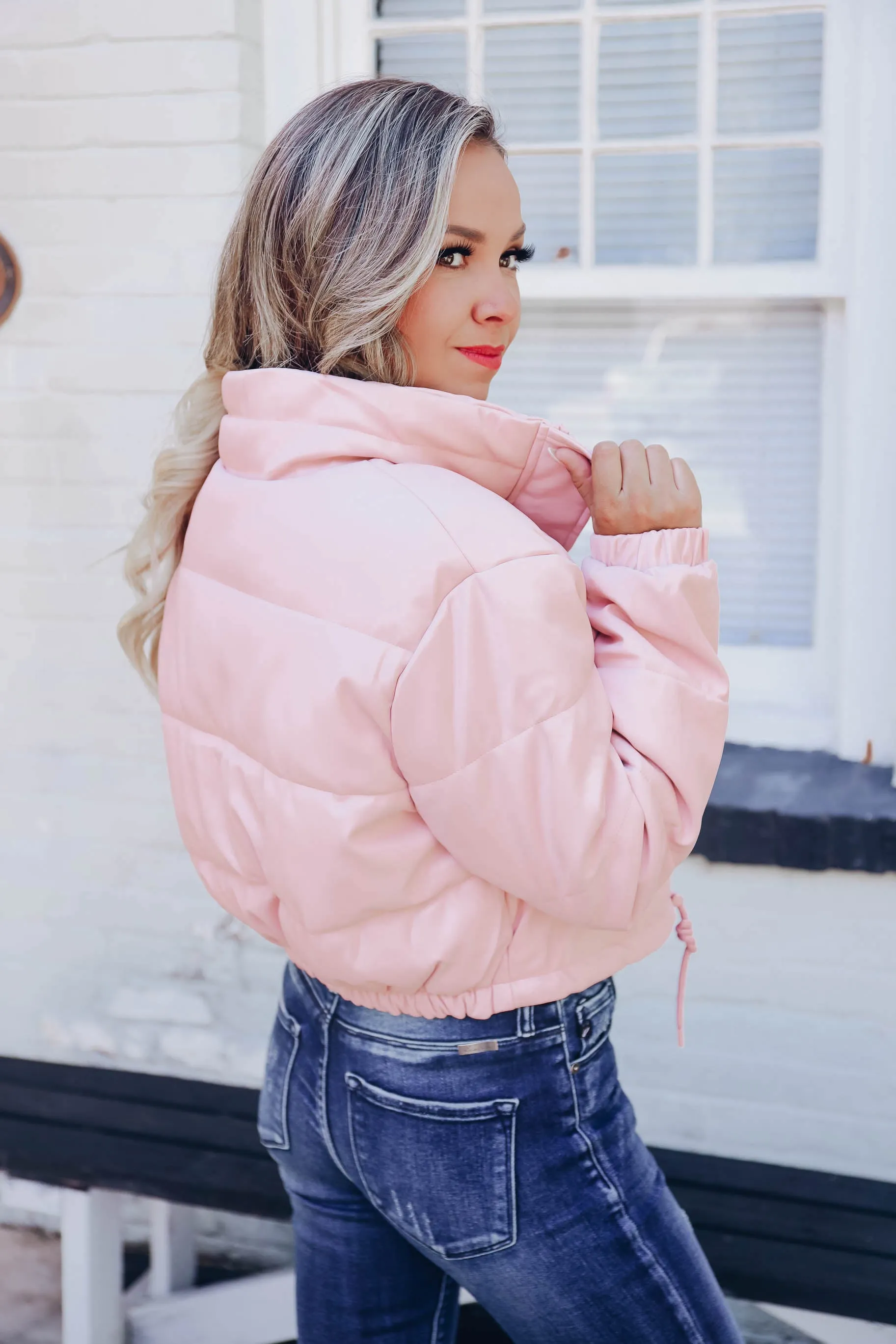 Summit Faux Leather Jacket - Pink