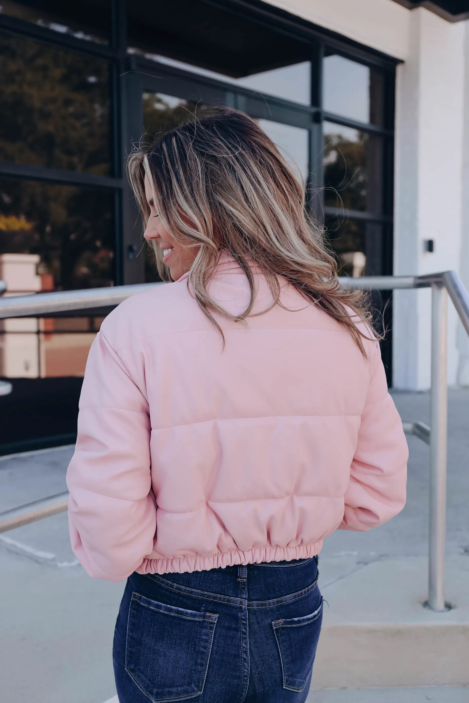 Summit Faux Leather Jacket - Pink