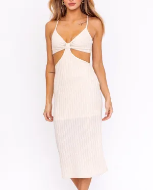 Sunset Passion Side Cut Out Midi Dress in Cream