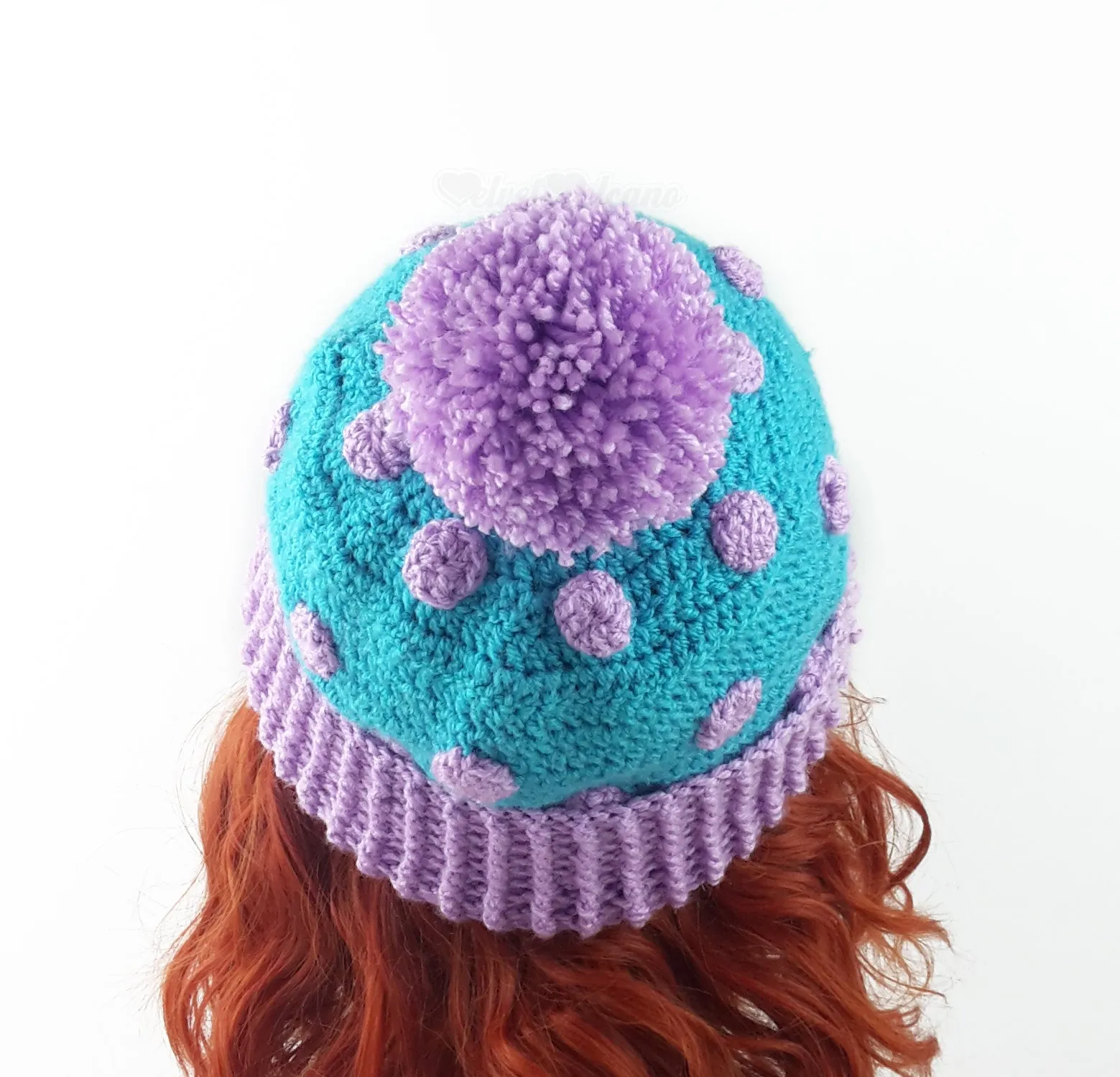 Super Slouchy Polka Dot Pom Pom Beanie (Custom Colour)