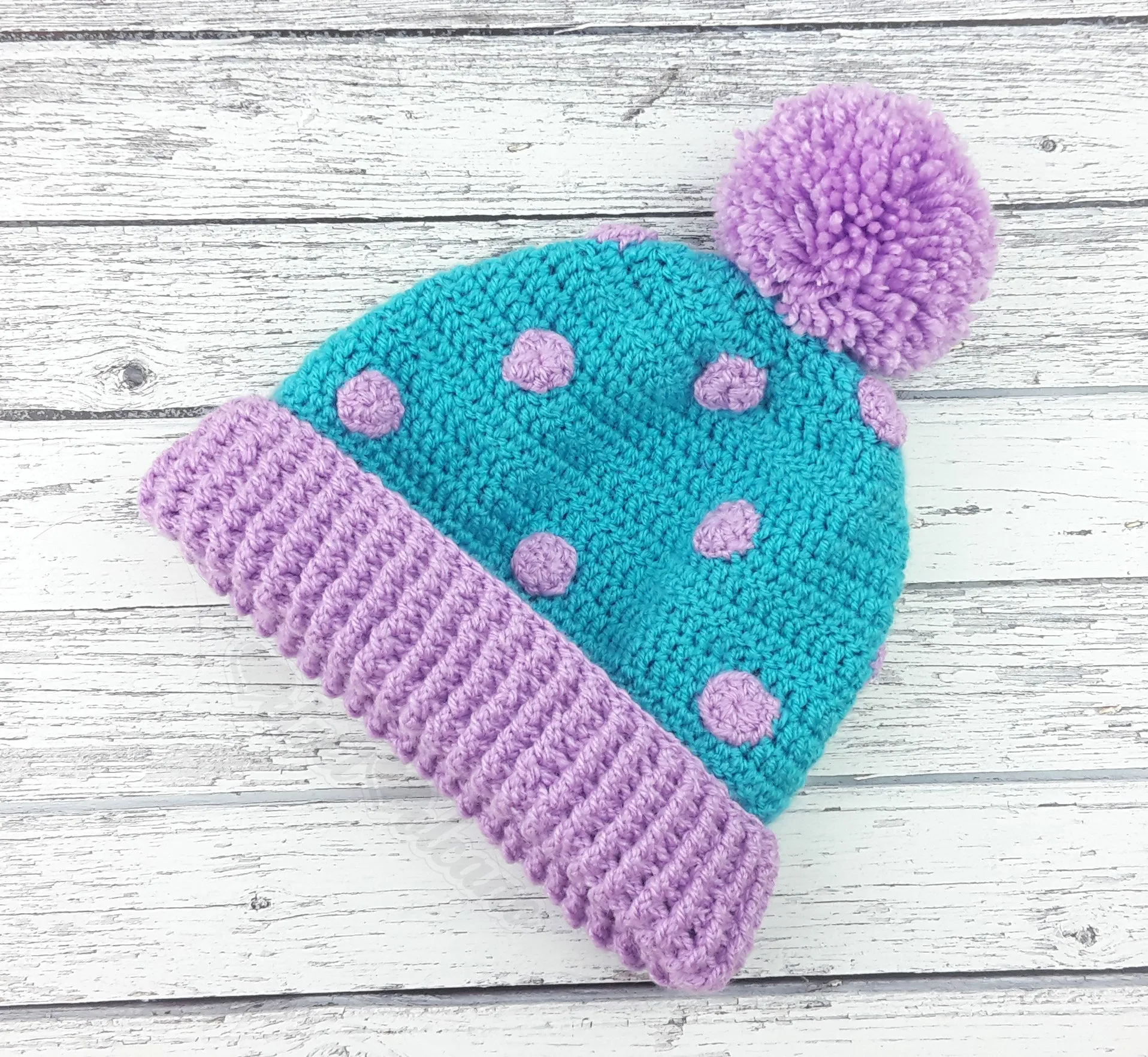 Super Slouchy Polka Dot Pom Pom Beanie (Custom Colour)