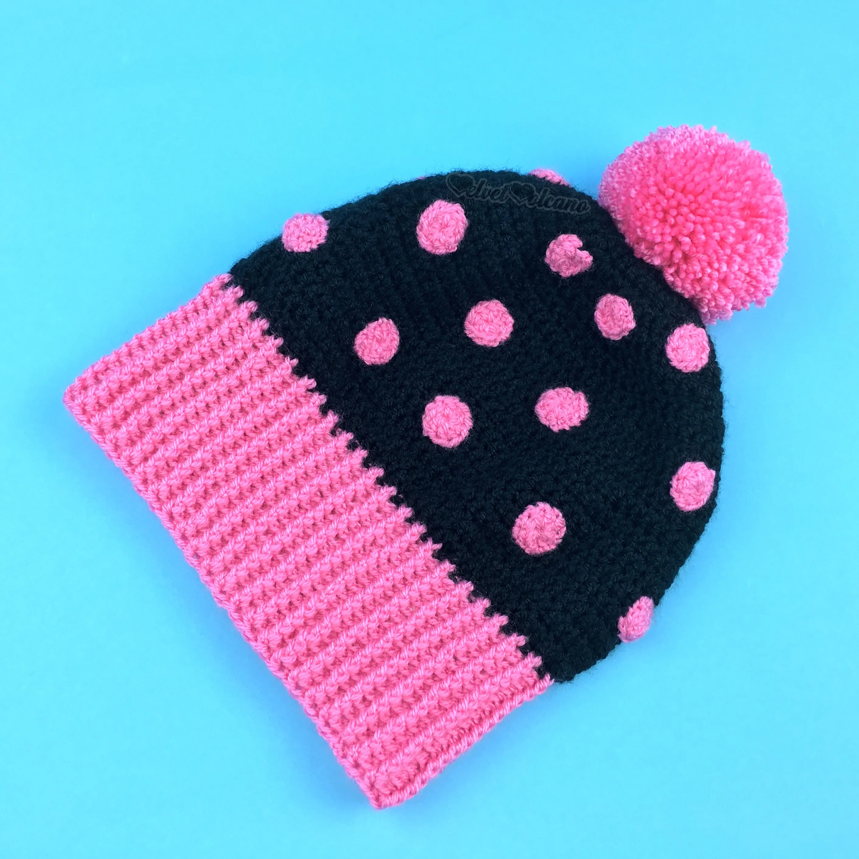 Super Slouchy Polka Dot Pom Pom Beanie (Custom Colour)