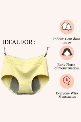 Super Soft Cotton High Waist Leak Proof Period Panties - Yellow