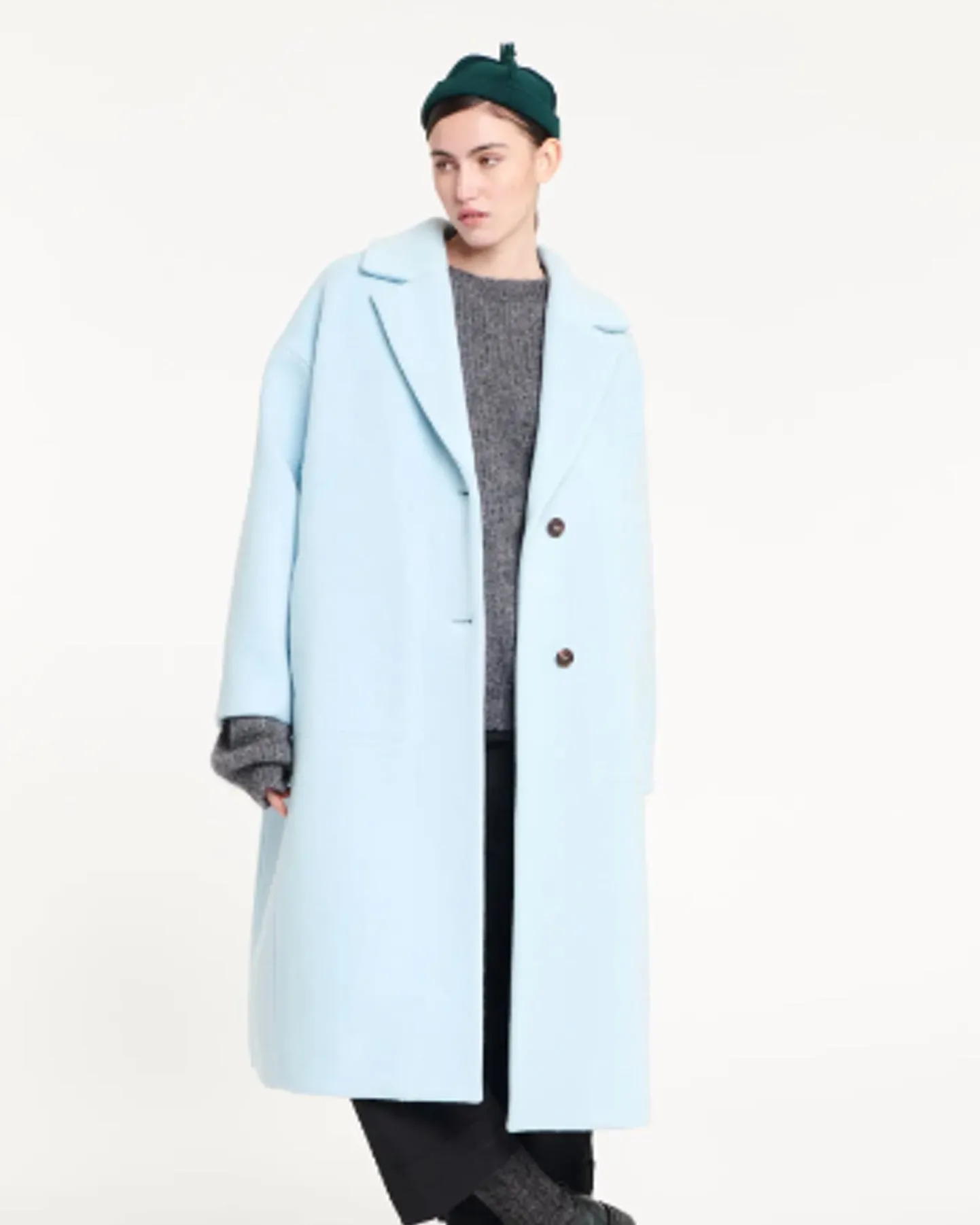 T-Coat Blue Wool Overcoat