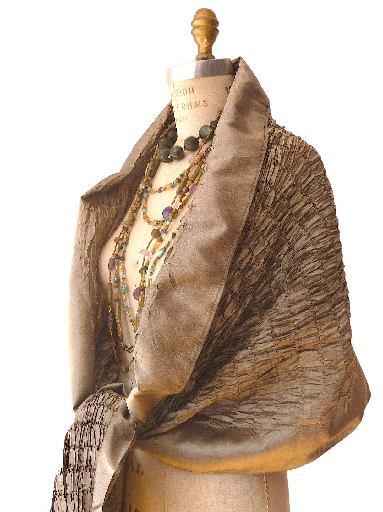 Thai Silk Taffeta Opera Shawl Ivory