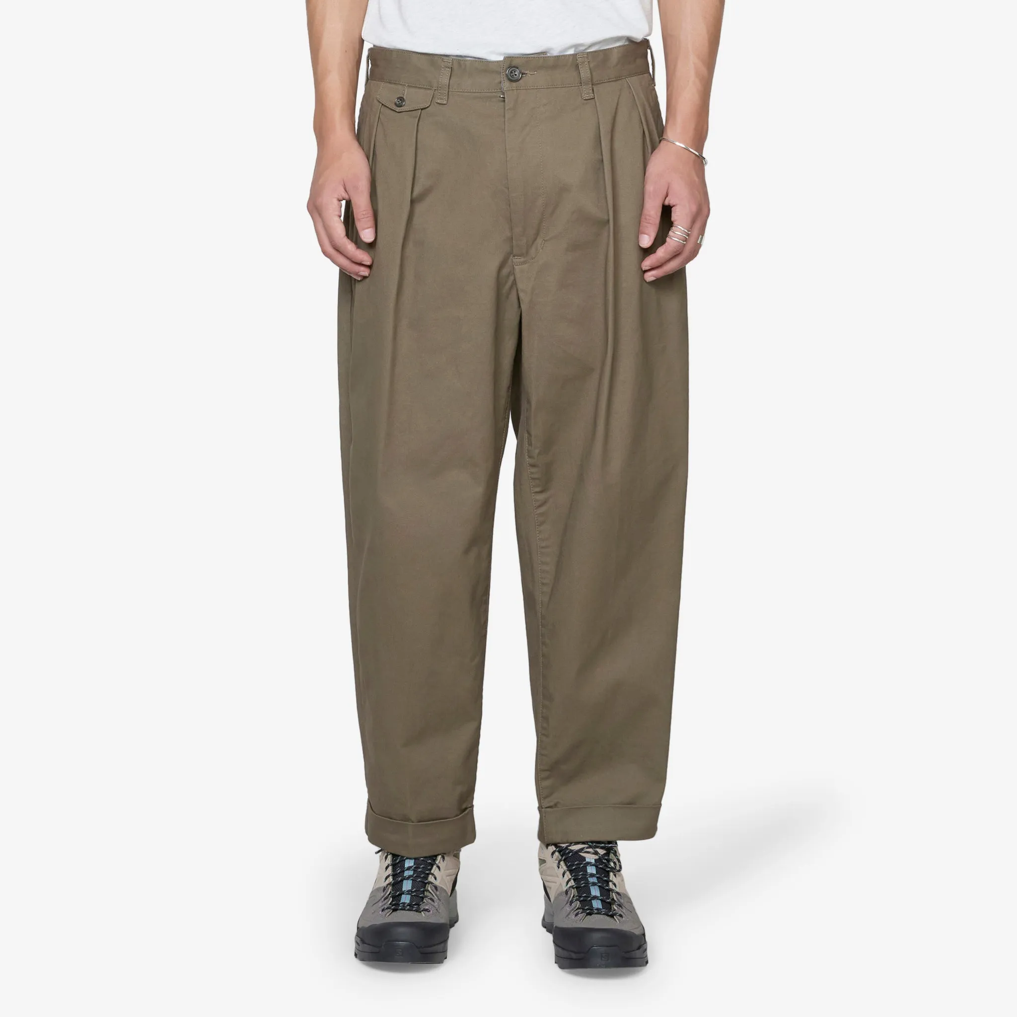 Two Pleats Twill Chino Olive