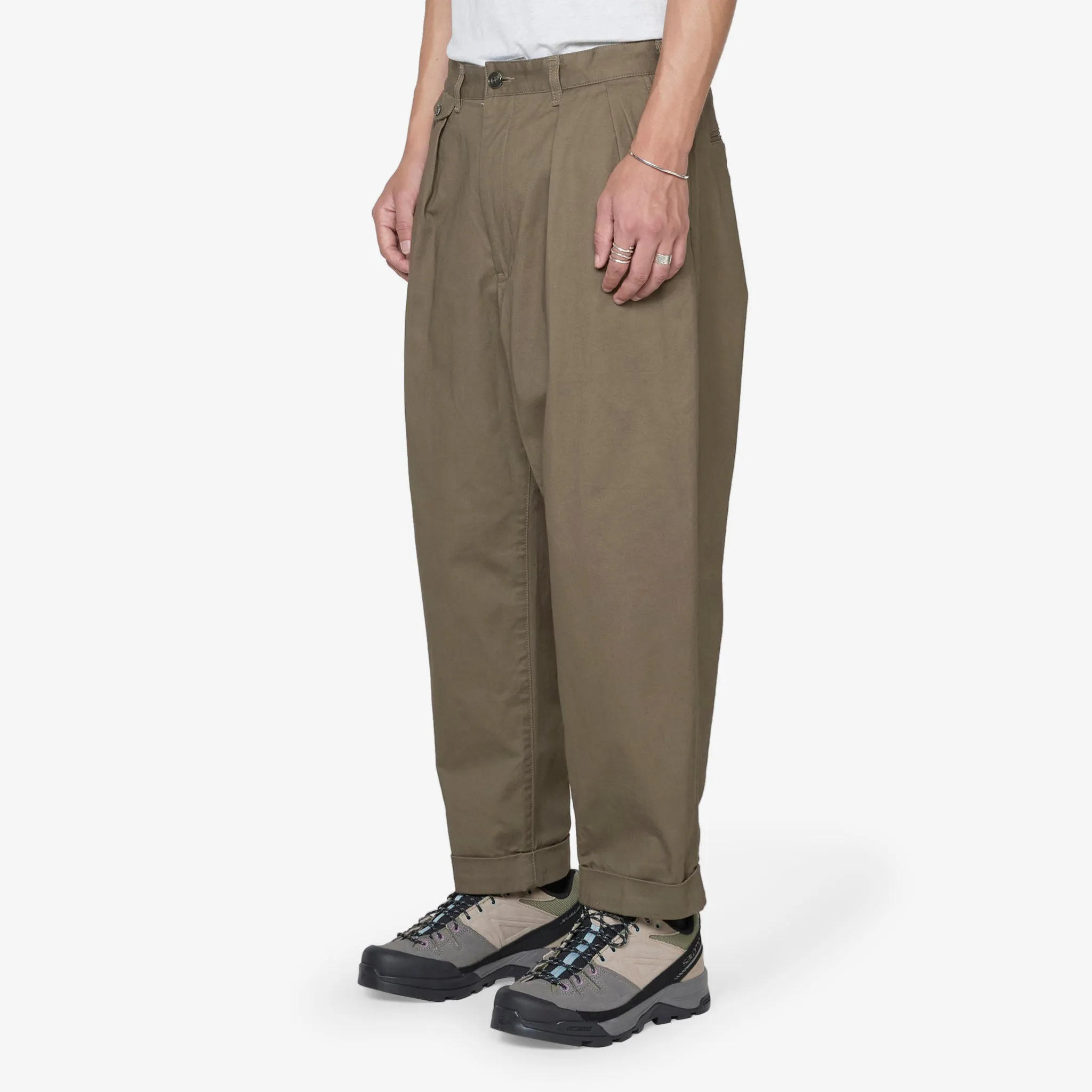 Two Pleats Twill Chino Olive