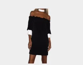 Two Tone Black & White Off Shoulder Dress - The Ibiza