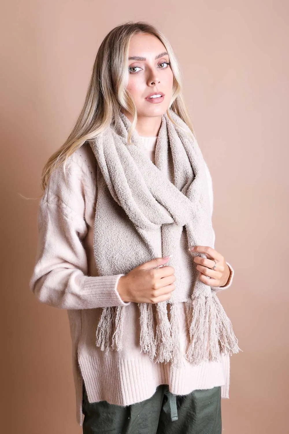 Ultra-Soft Boucle Tassel Scarf