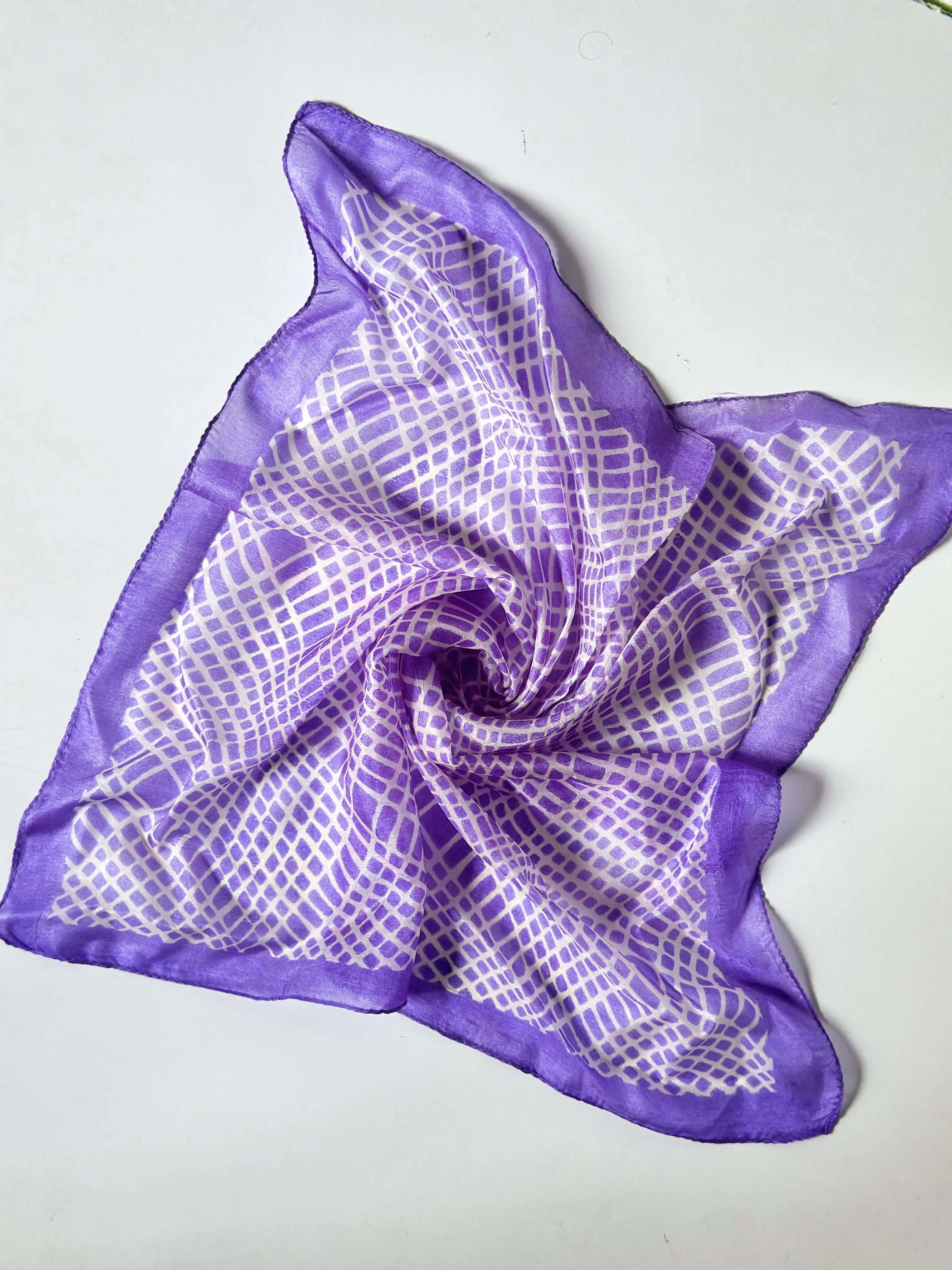 Upcycled CREPE  Silk Neck/ Head Scarf (20x20 inches)