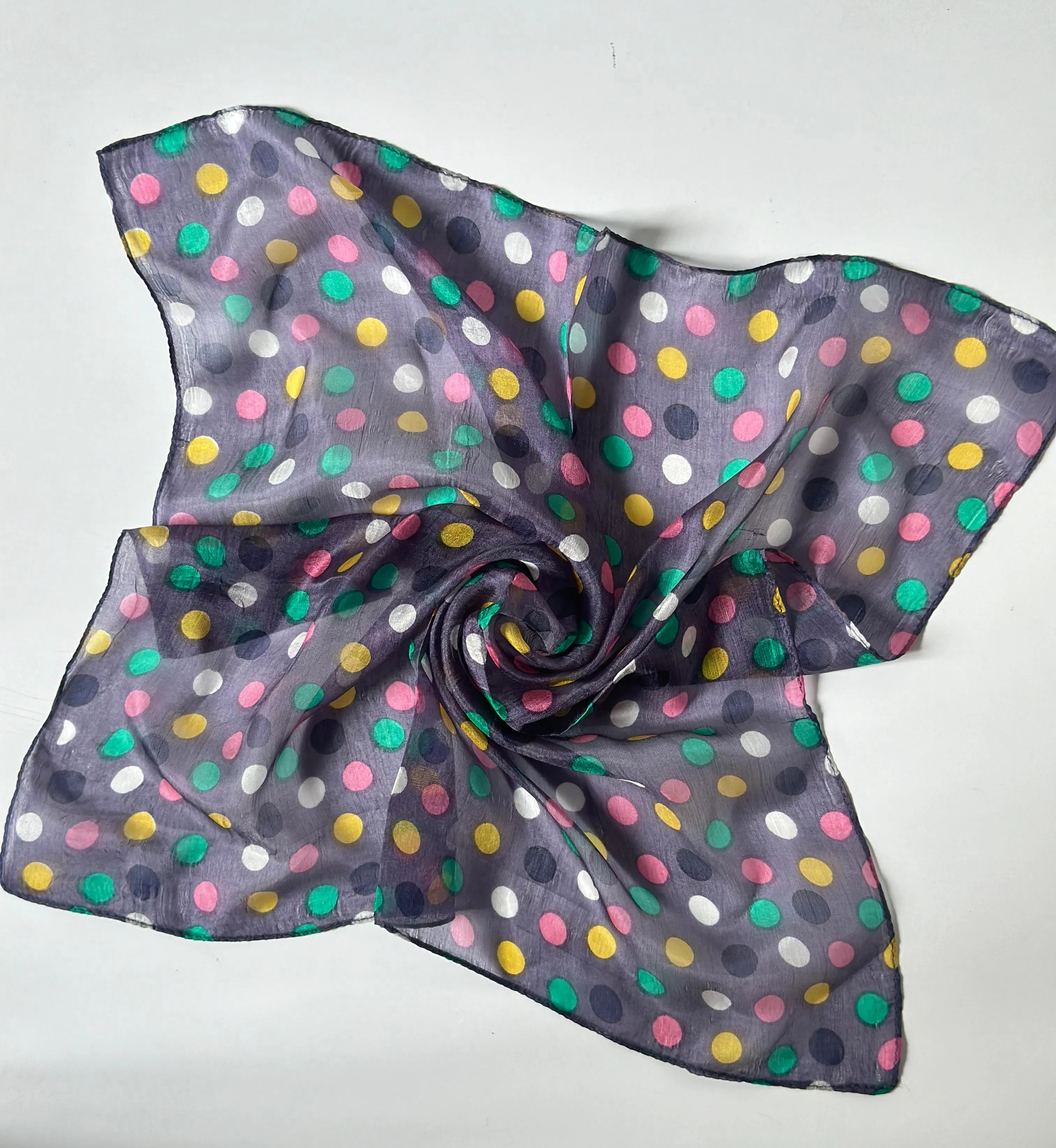 Upcycled CREPE  Silk Neck/ Head Scarf (20x20 inches)