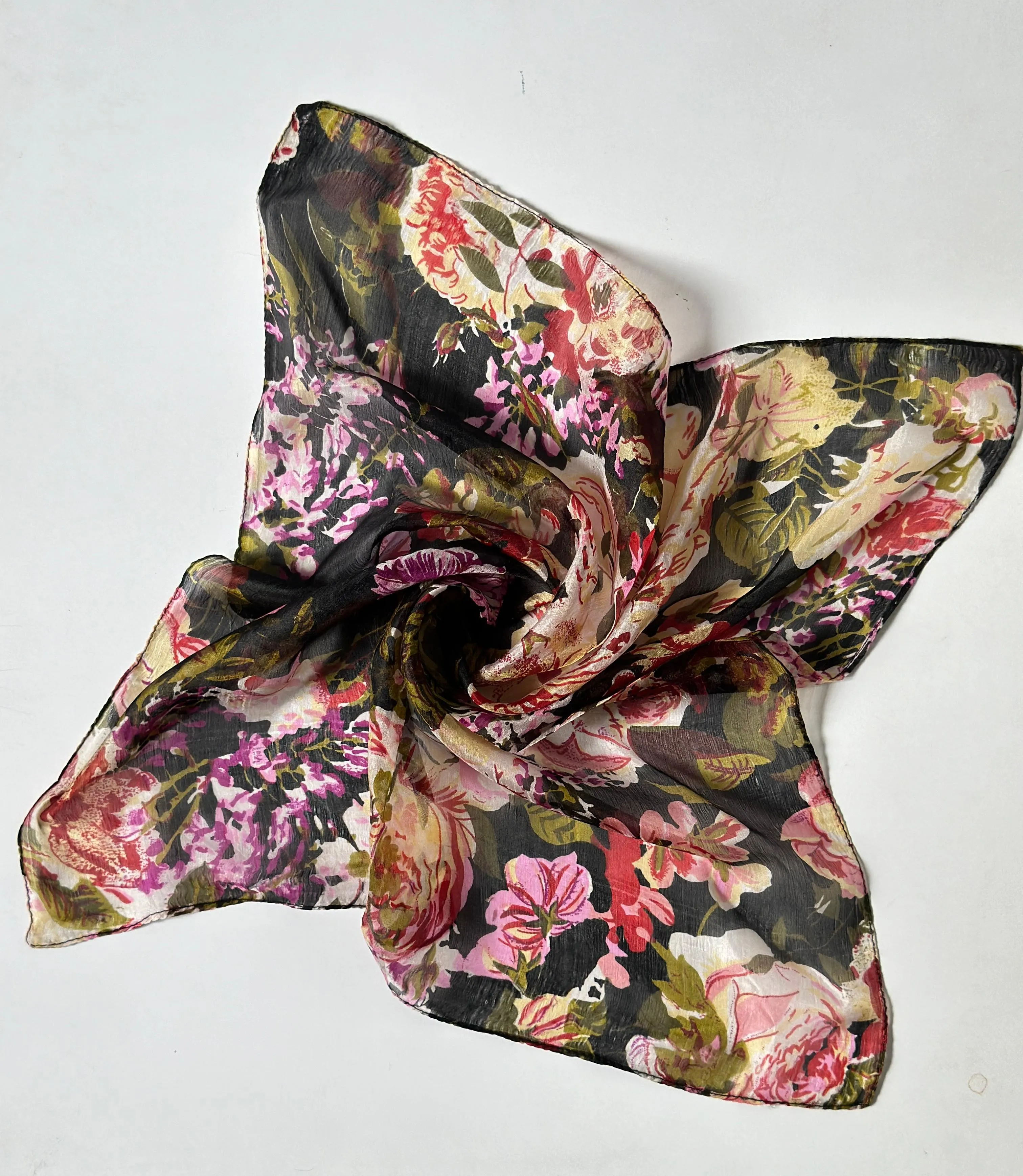 Upcycled CREPE  Silk Neck/ Head Scarf (20x20 inches)