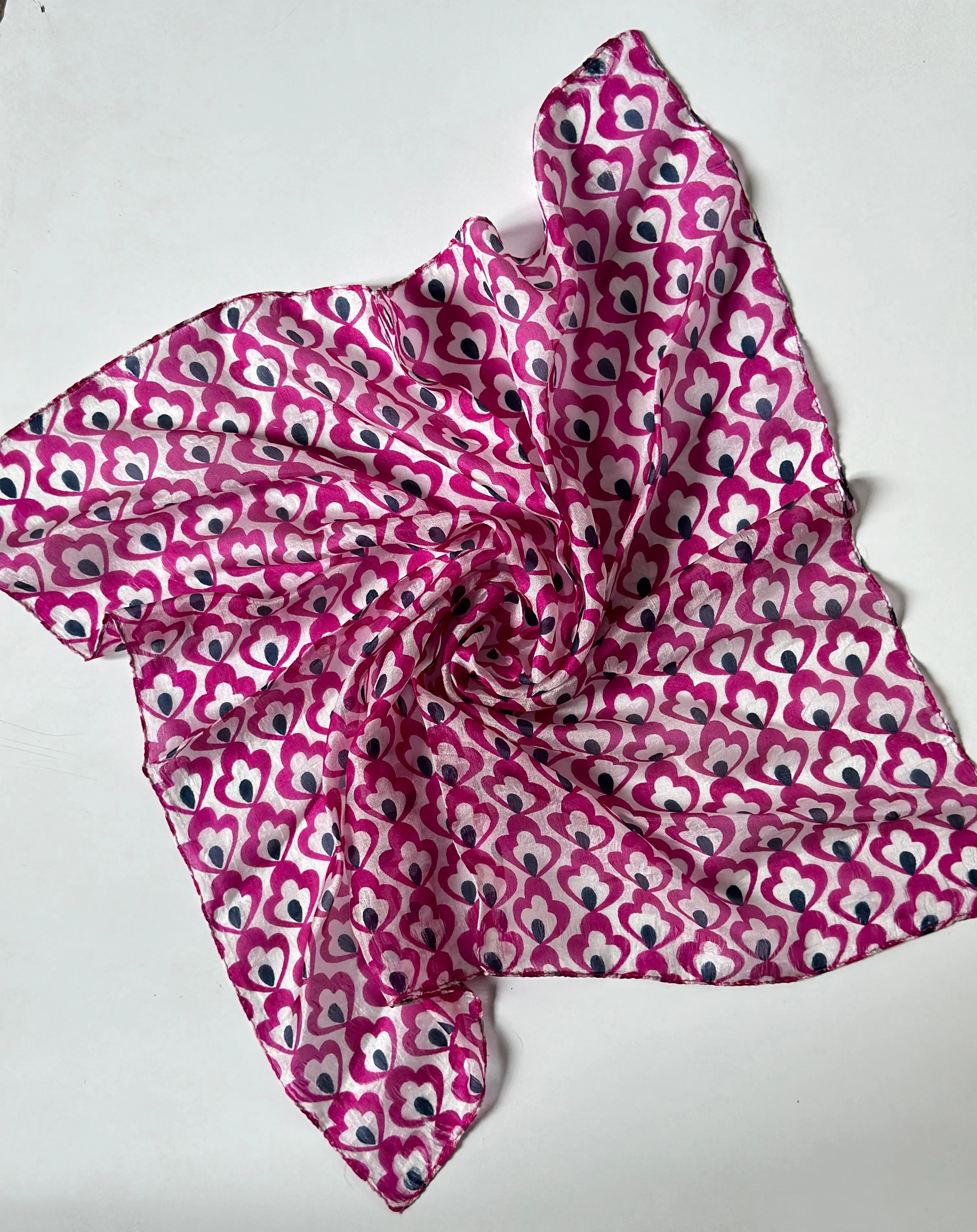 Upcycled CREPE  Silk Neck/ Head Scarf (20x20 inches)