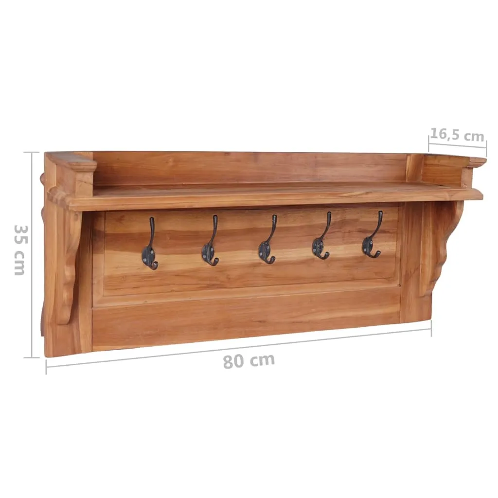 Wall Mounted Coat Rack 80x16.5x35 cm Solid Teak Wood