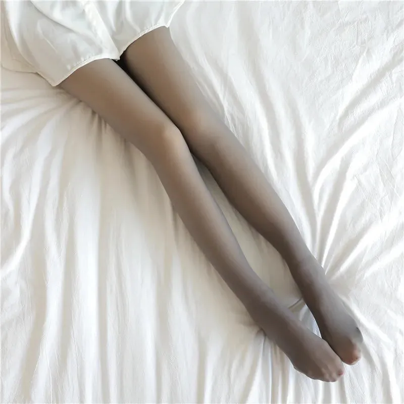 Warm "Translucent" Fleece-Lined Winter Tights