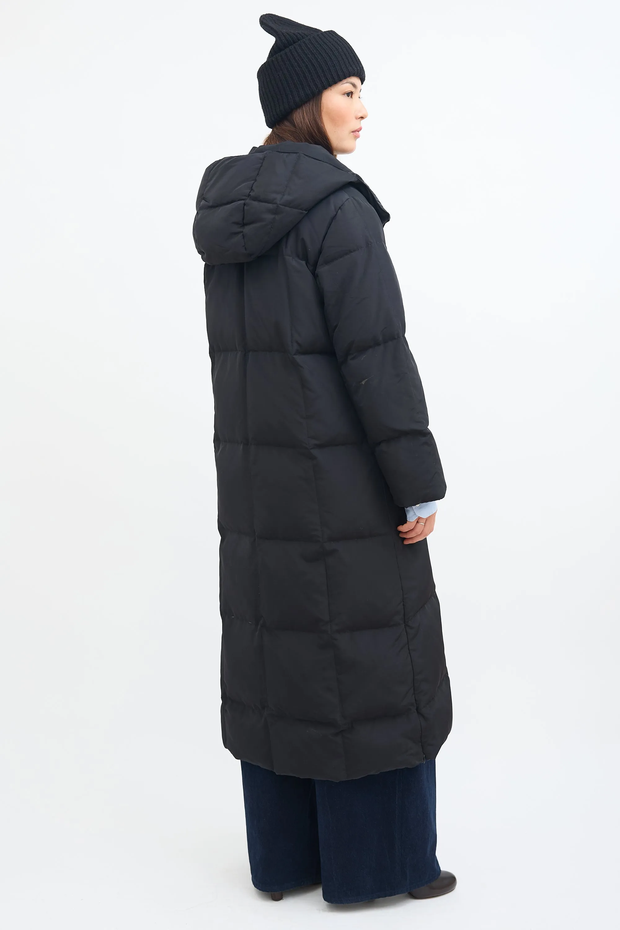 Weekend Black Nylon Long Puffer Coat