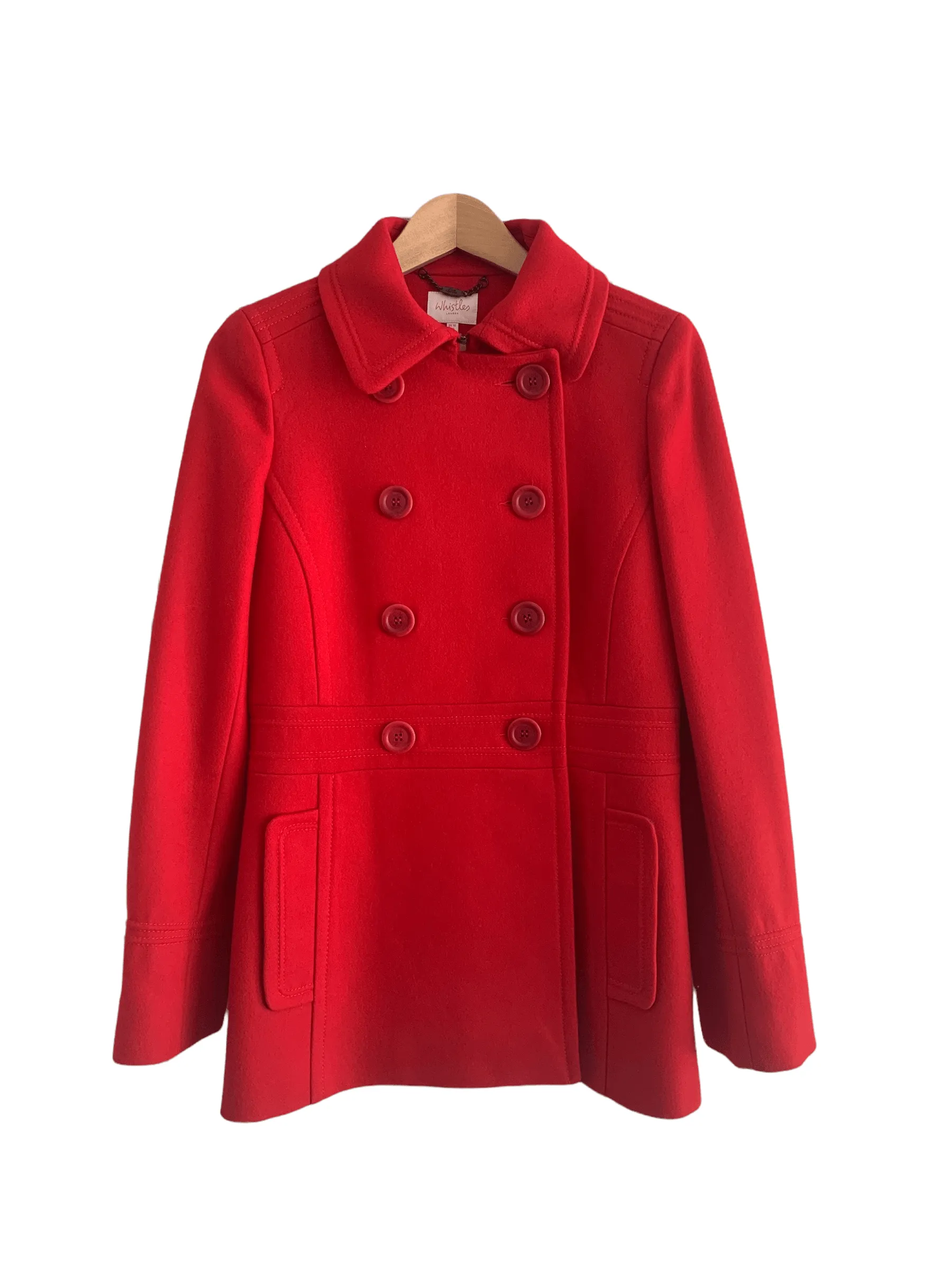 Whistles 100% Wool Coat Red Size UK 10