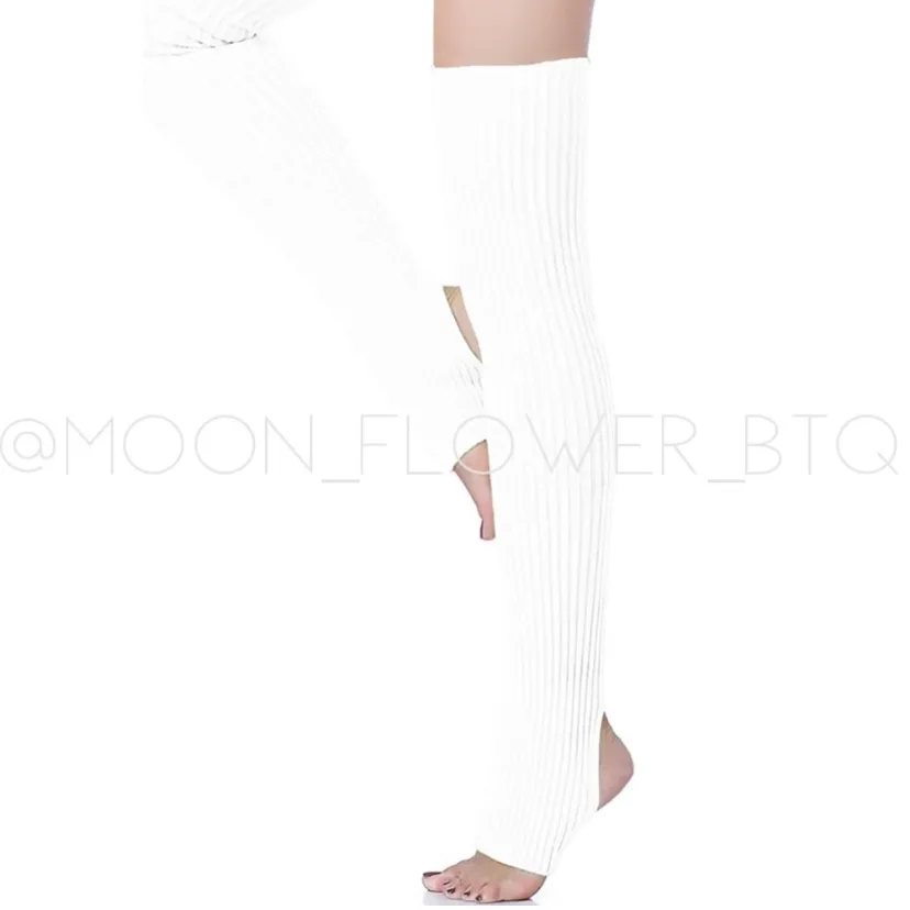 White Leg Warmers Toeless Yoga Dance Socks