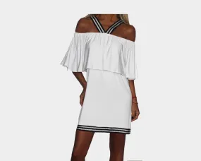 White ruffle Double Strap Dress - The Monaco