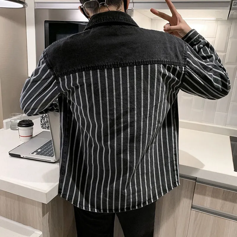 White Striped Pattern Long Sleeves Shirt