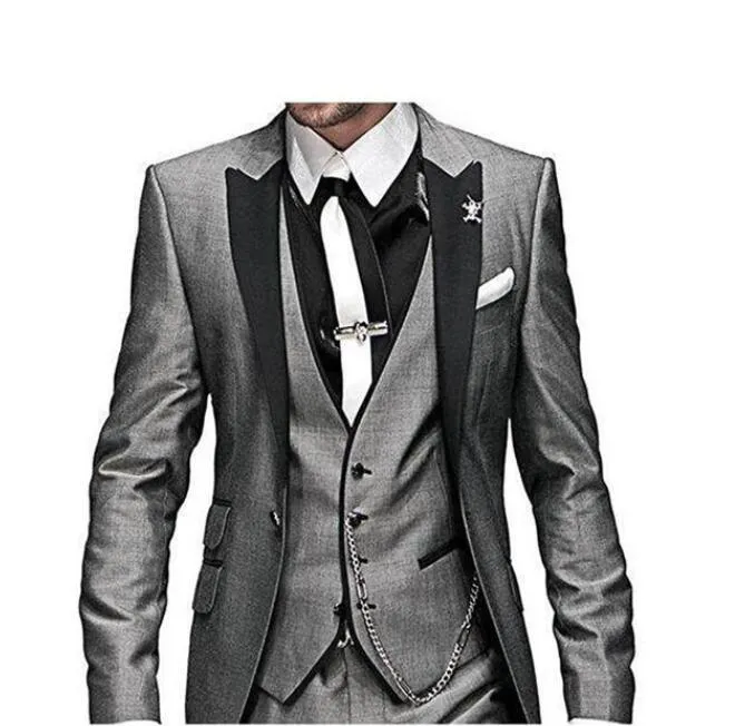 Wjczt Men  Winter Outfits New Arrival Peak Black Lapel Groom Tuxedos Burgundy Men Suits Wedding 3 Pieces(Jacket Pant Vest Tie)traje de novio par