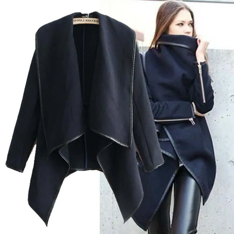 Women 2 in 1 Woolen Cape Overcoat