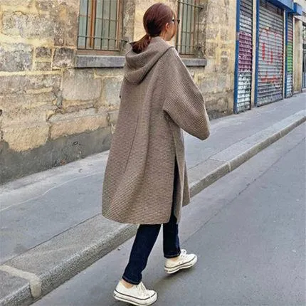 Women Knitting Split Pullower Loose Overcoat