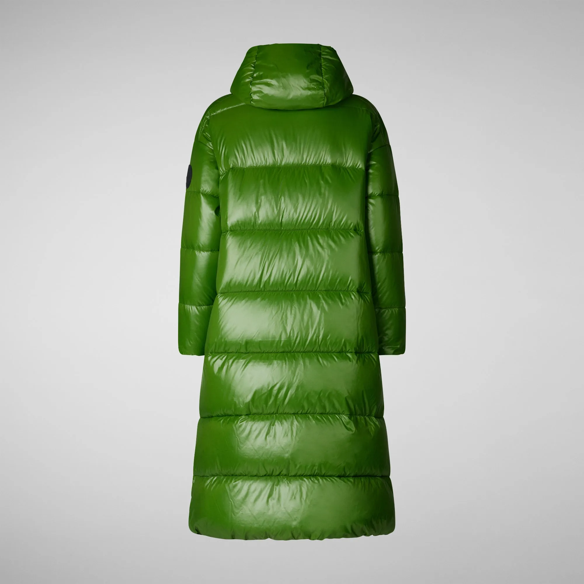 Women's animal free hooded Animal free Puffer jacket Clarice in GRASS GREEN