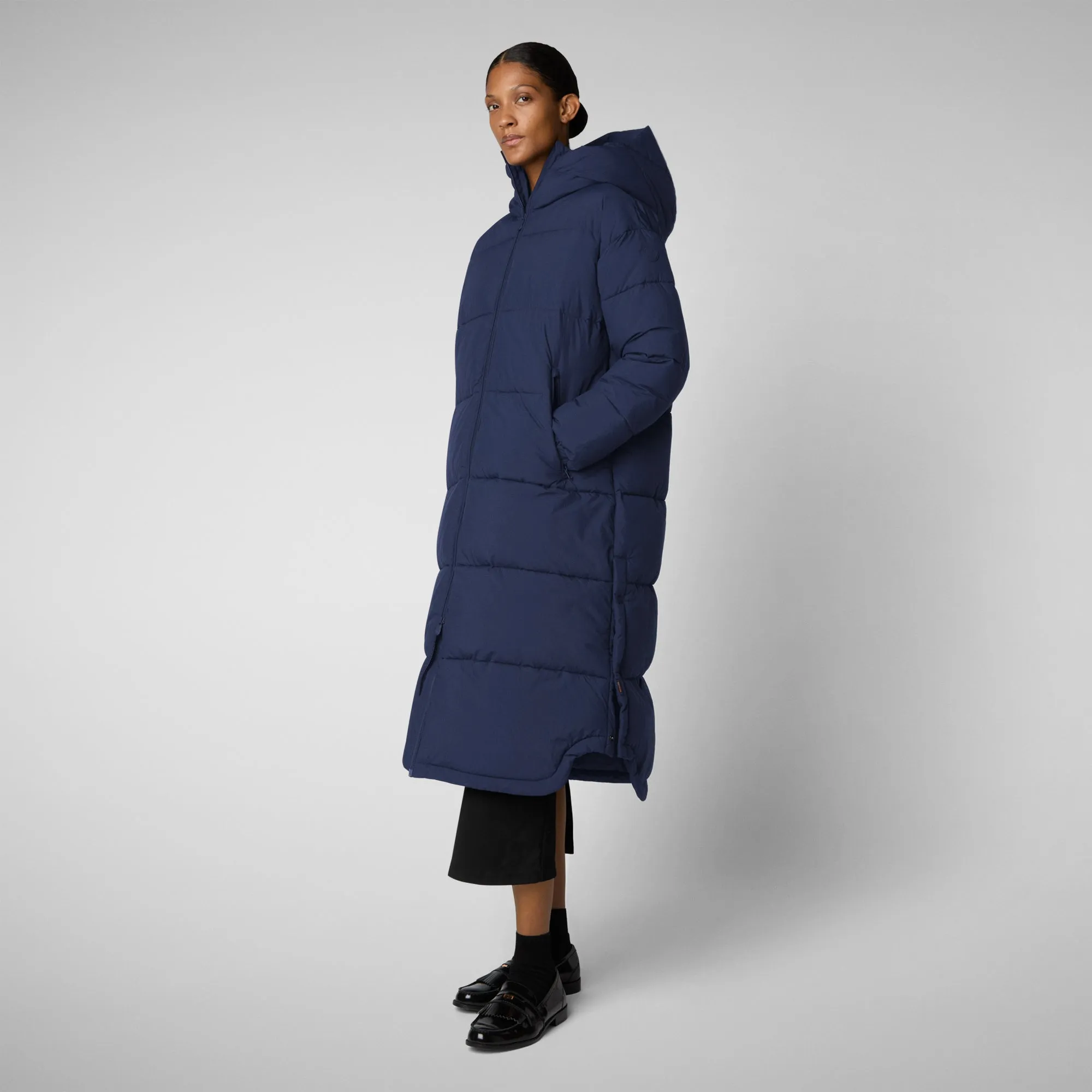 WoMen's animal free Puffer jacket Halesia in navy blue