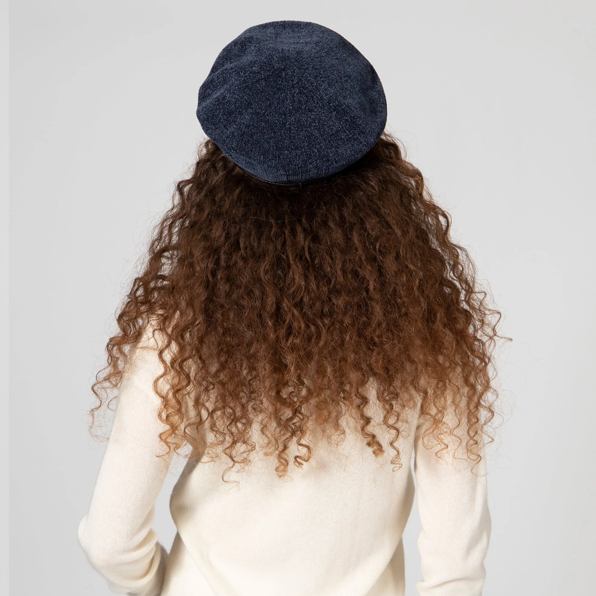 Women's Chenille Beret w/Faux Leather Band