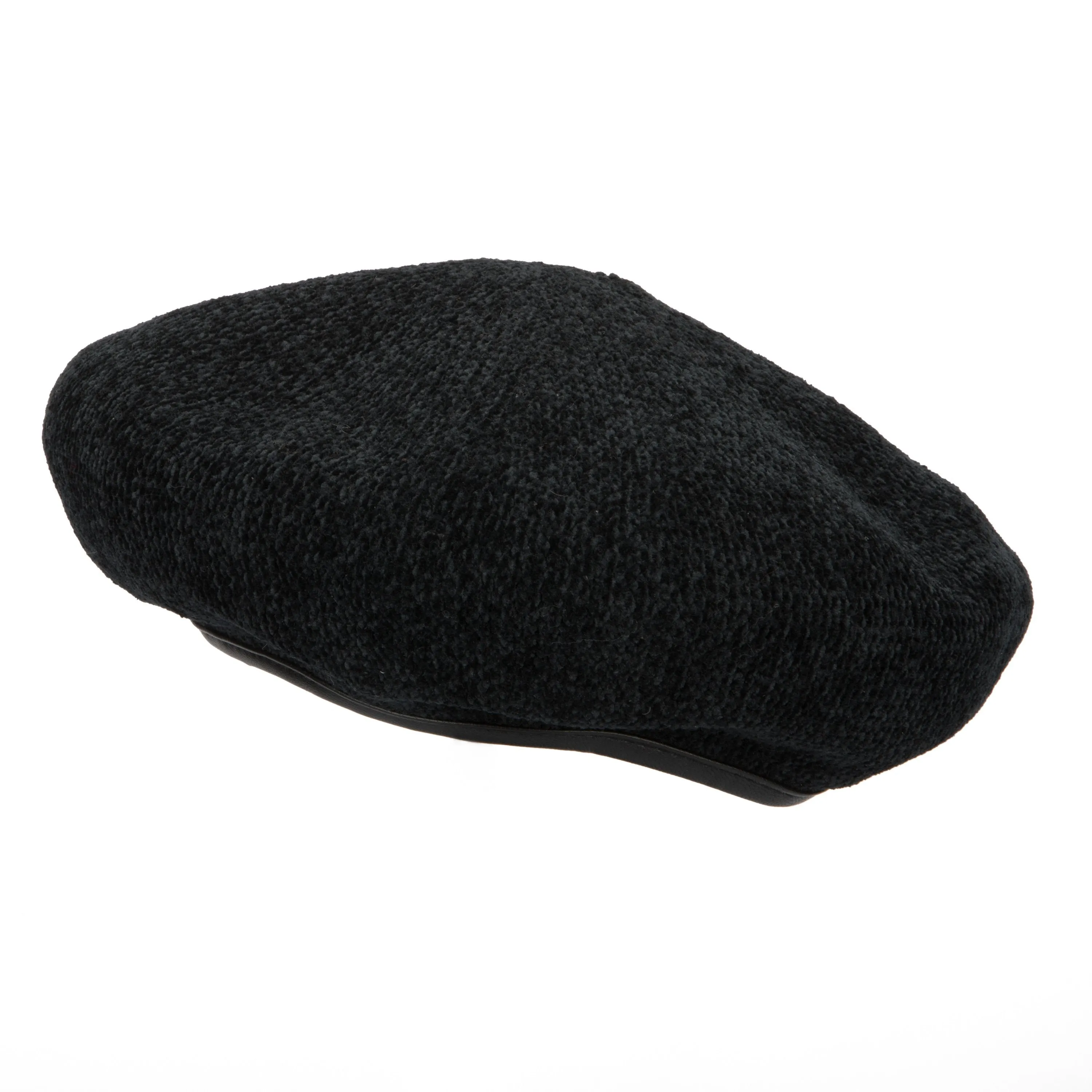 Women's Chenille Beret w/Faux Leather Band