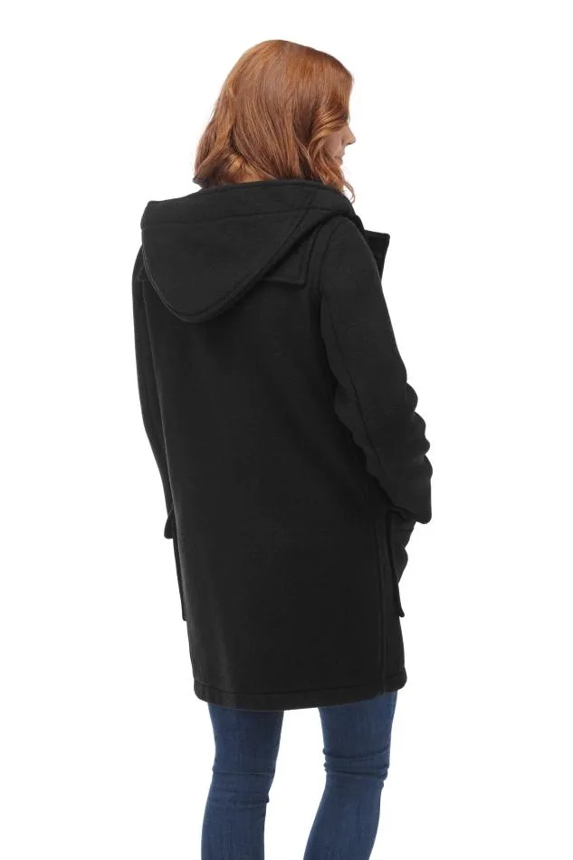 Women's Classic Fit Duffle Coat with Horn Toggles - Charcoal