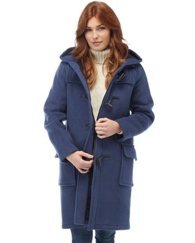 Women's Classic Fit Duffle Coat with Horn Toggles - Royal Blue