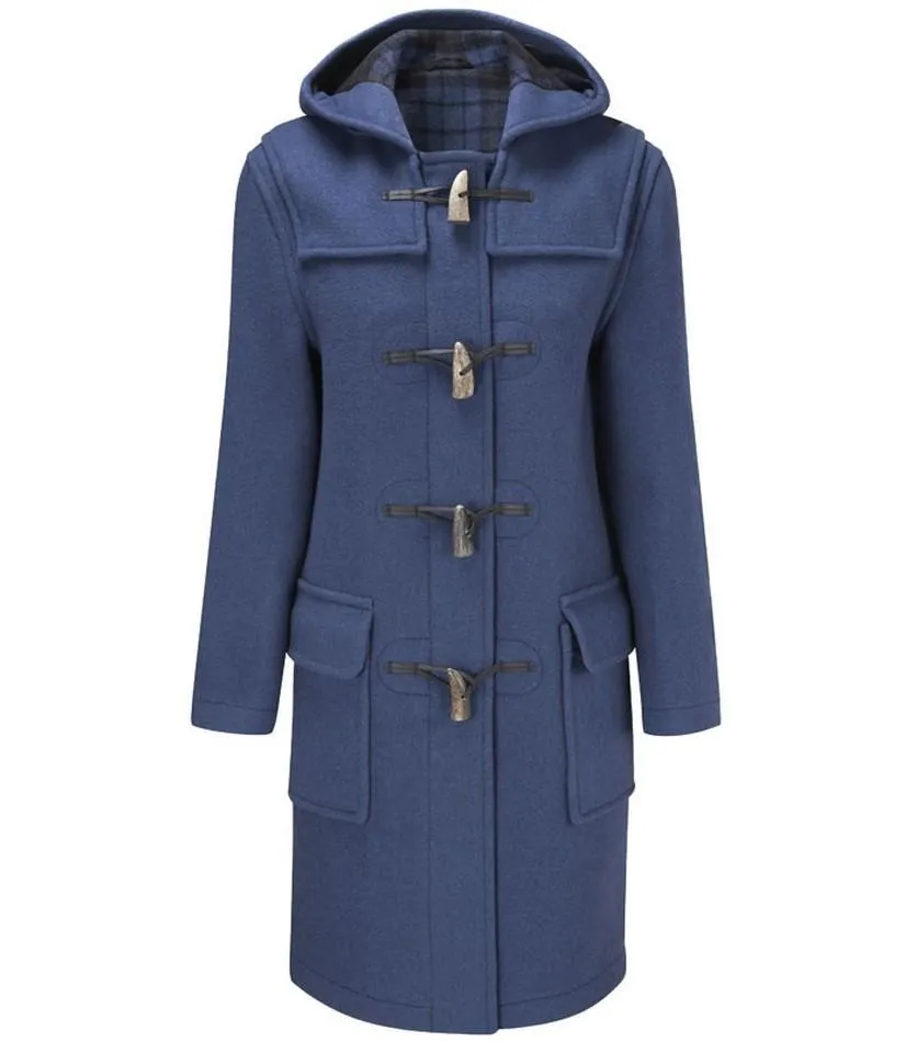 Women's Classic Fit Duffle Coat with Horn Toggles - Royal Blue