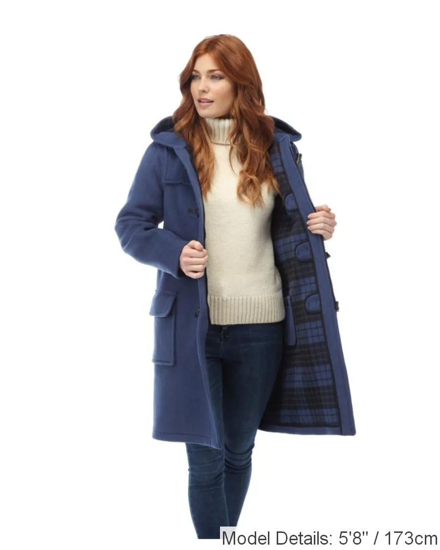 Women's Classic Fit Duffle Coat with Horn Toggles - Royal Blue