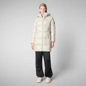 Women's Hooded Animal free Puffer Jacket Ines in Rainy Beige