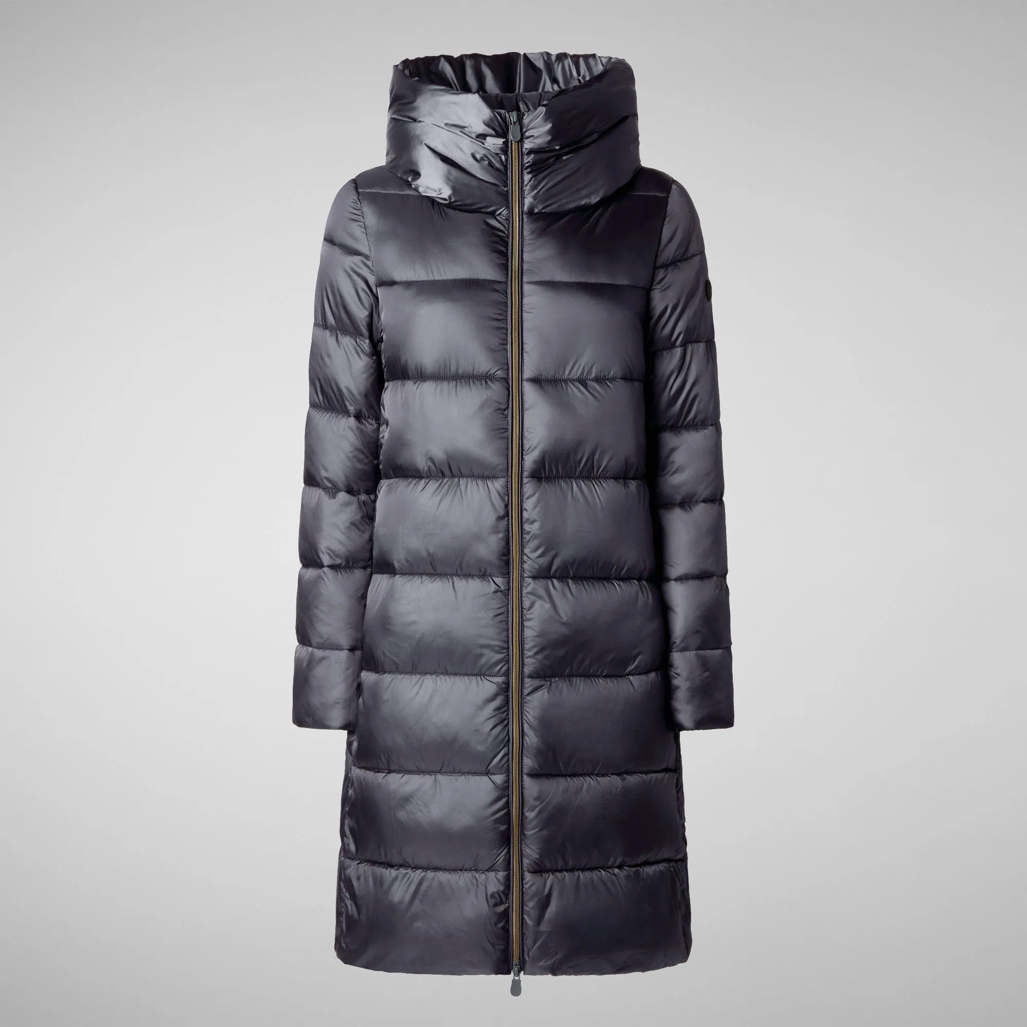 Women's Hooded Animal free Puffer Lysa Coat Ebony Grey