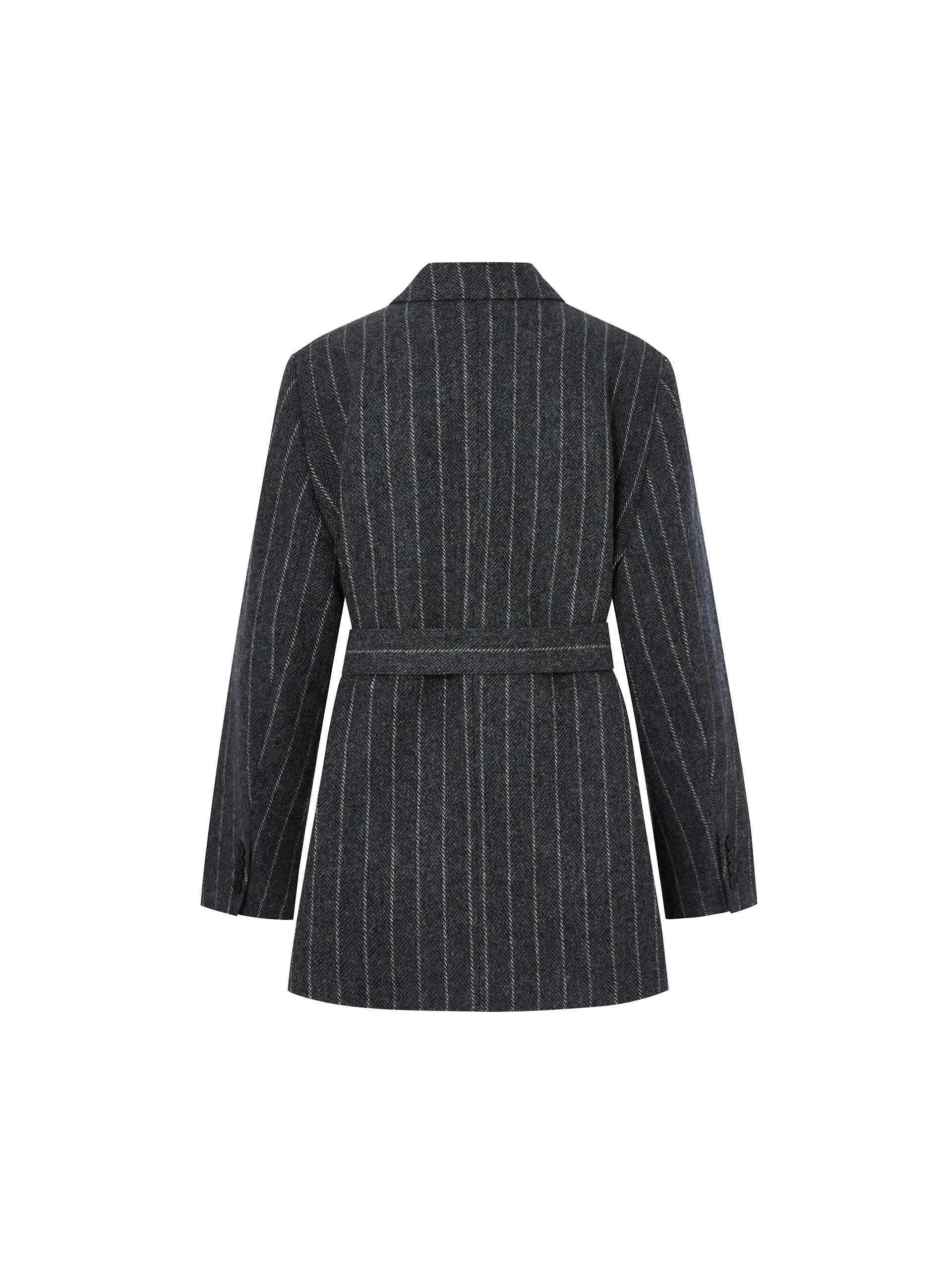 Wool Blazer Style Coat with Belt