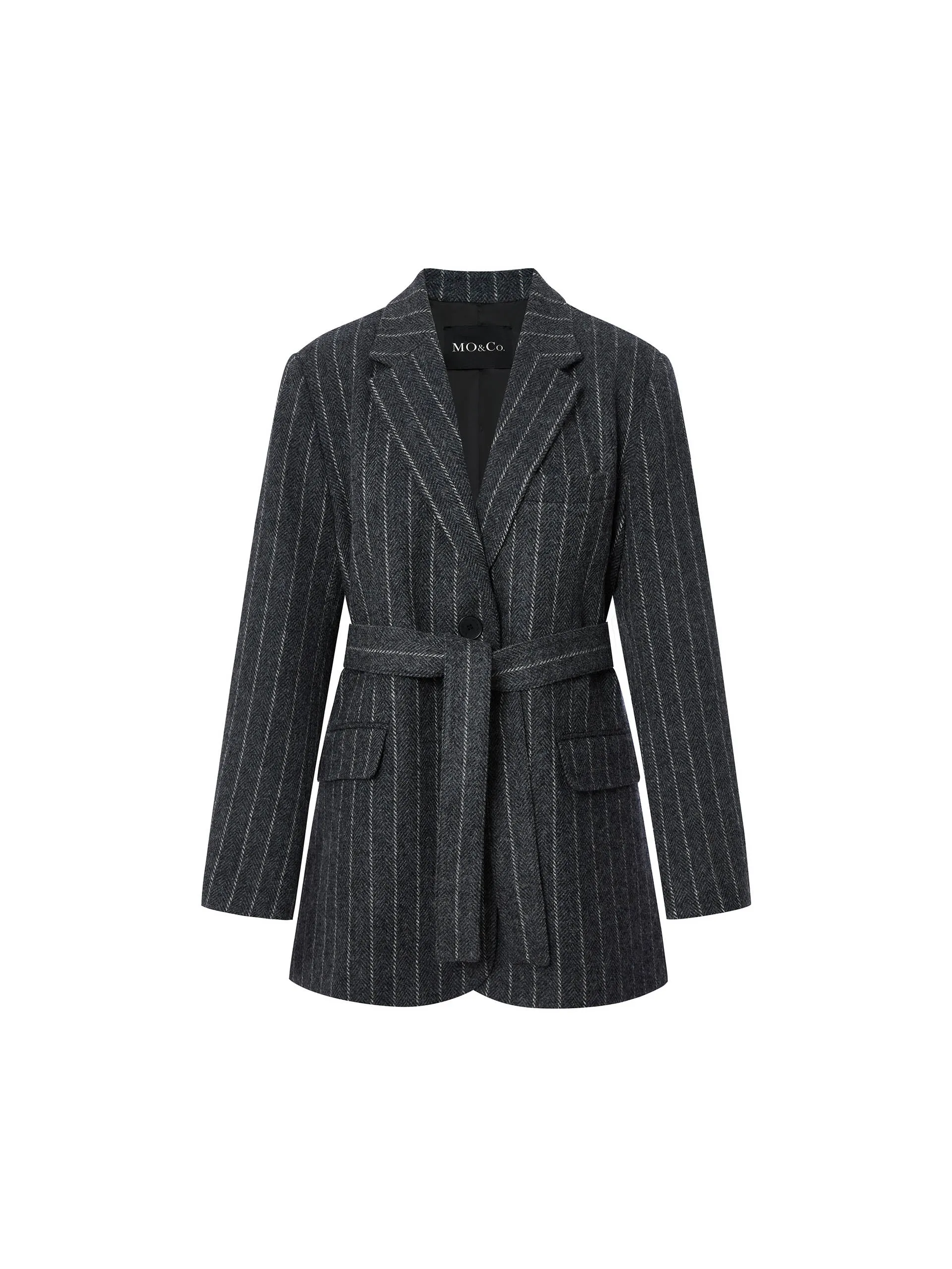 Wool Blazer Style Coat with Belt