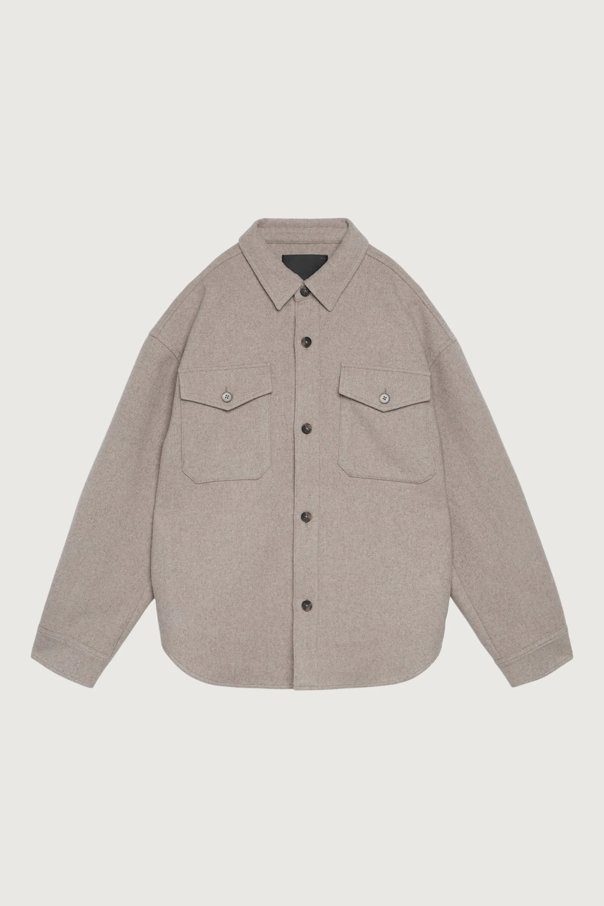 WOOL BLEND BUTTON FRONT SHIRT