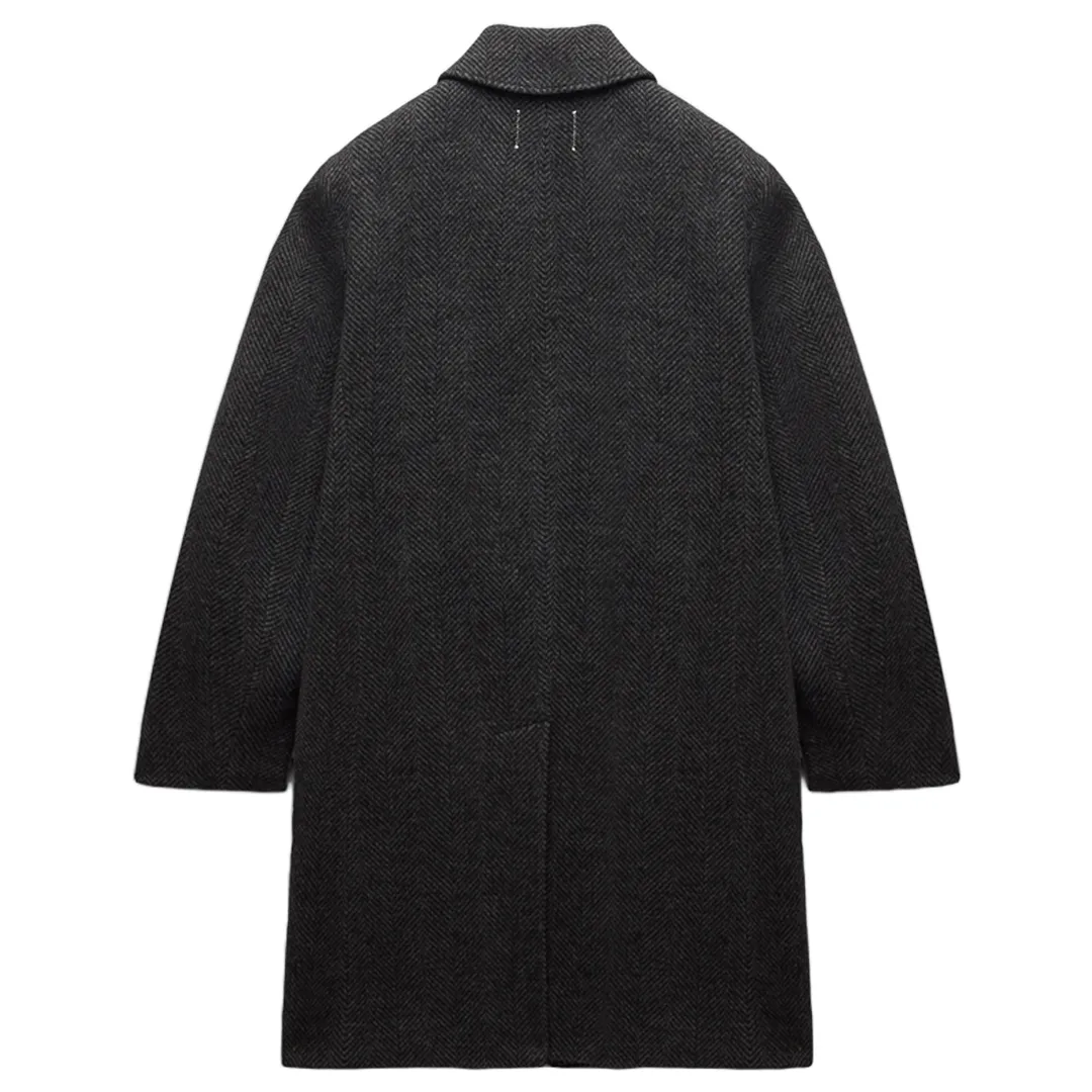 WOOL HERRINGBONE SCOUT COAT BLACK