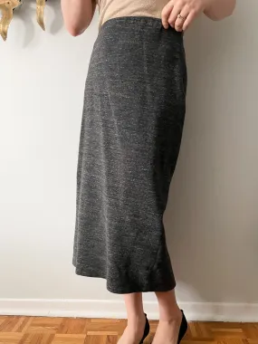 Zara Grey Stretch Knit Pencil Midi Skirt - Medium