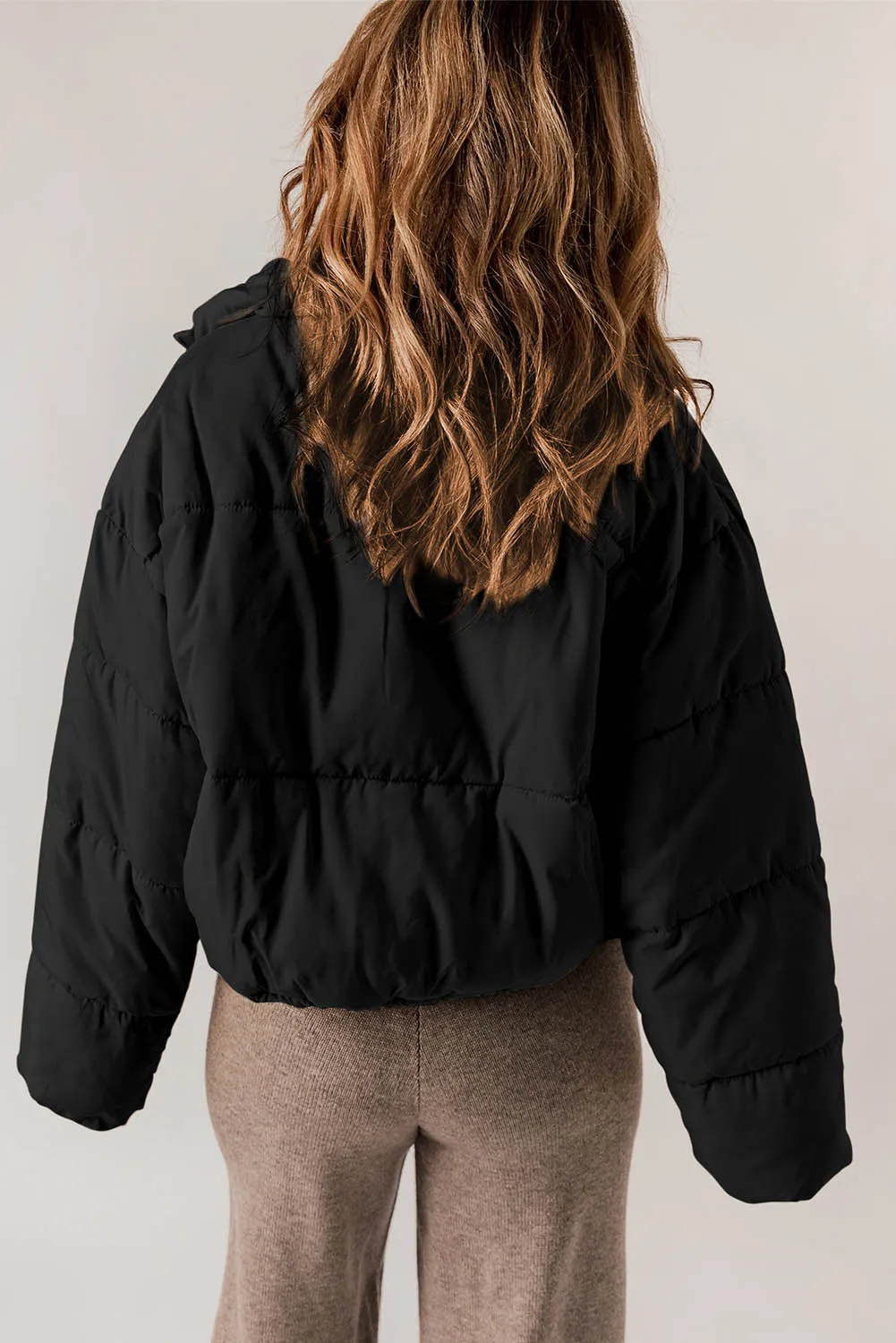 Zip Up Drawstring Puffer Coat