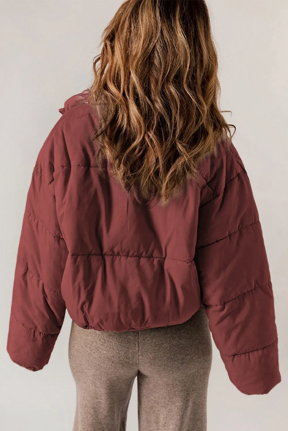 Zip Up Drawstring Puffer Coat